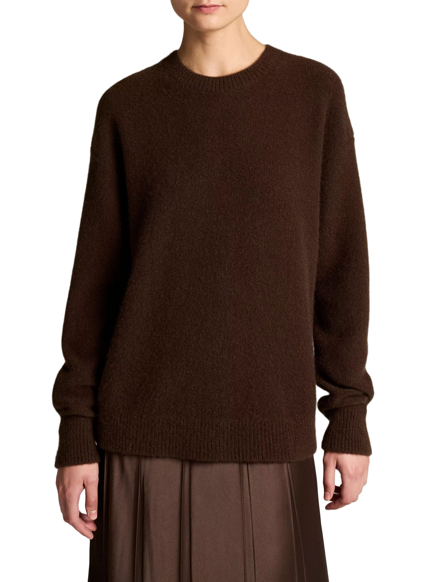 Pull col rond en cachemire VINCE Marron