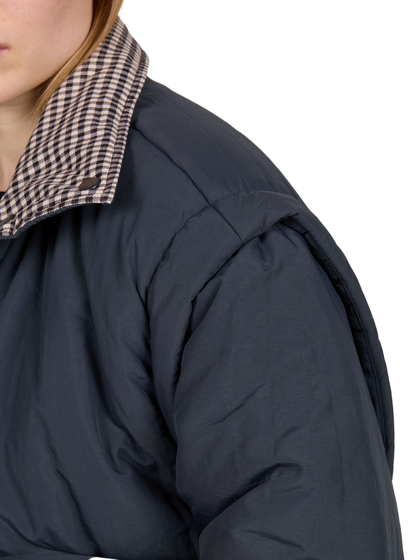 Short oversized checked coat OBJECT Multicolour