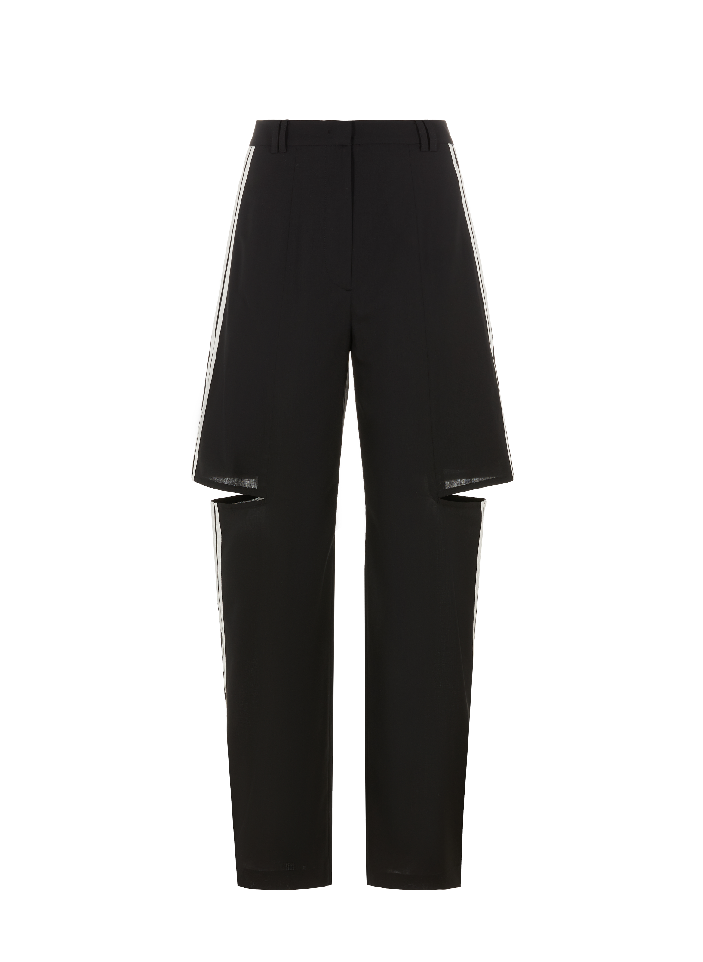 Pantalon à découpes latérales en laine mélangée