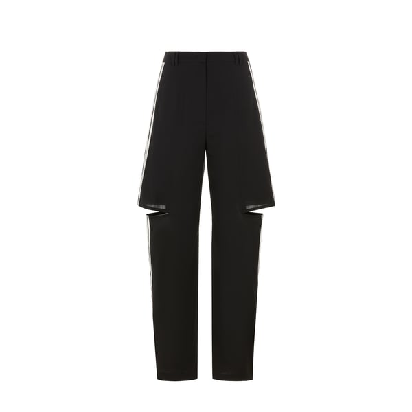 Pantalon à découpes latérales en laine mélangée