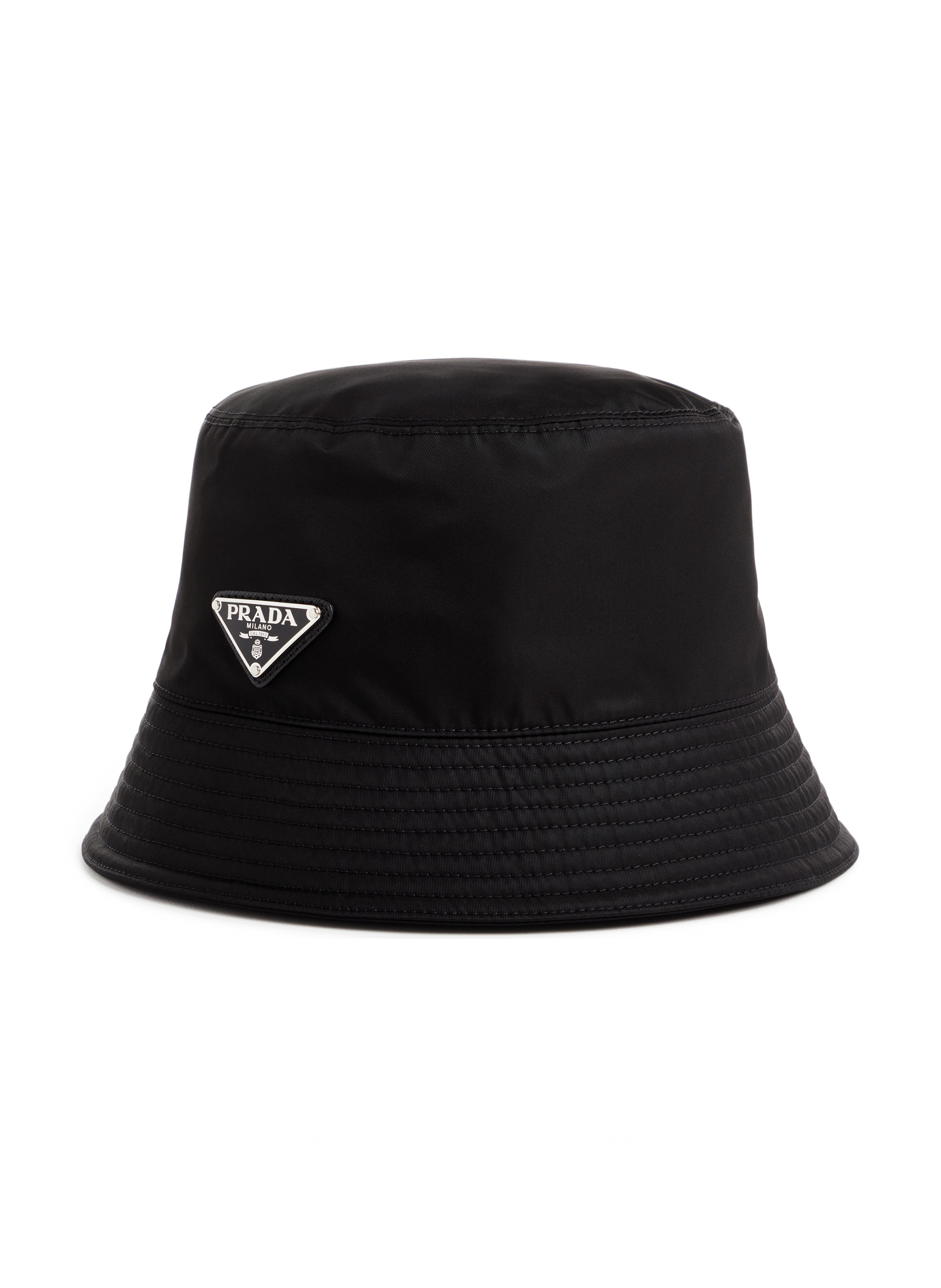 PRADA Triangle logo bucket hat  Black
