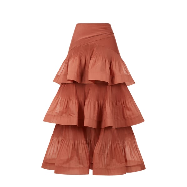 Jupe plissée à volants