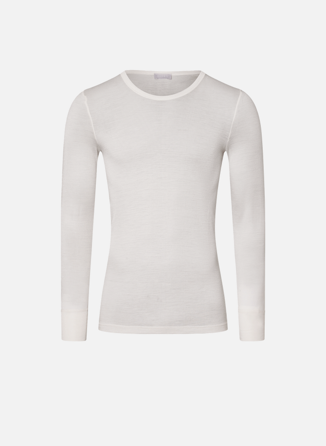 HANRO Langarm-T-Shirt aus Wolle und Seide