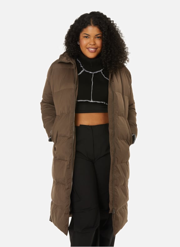 Doudoune mi longue femme marron best sale