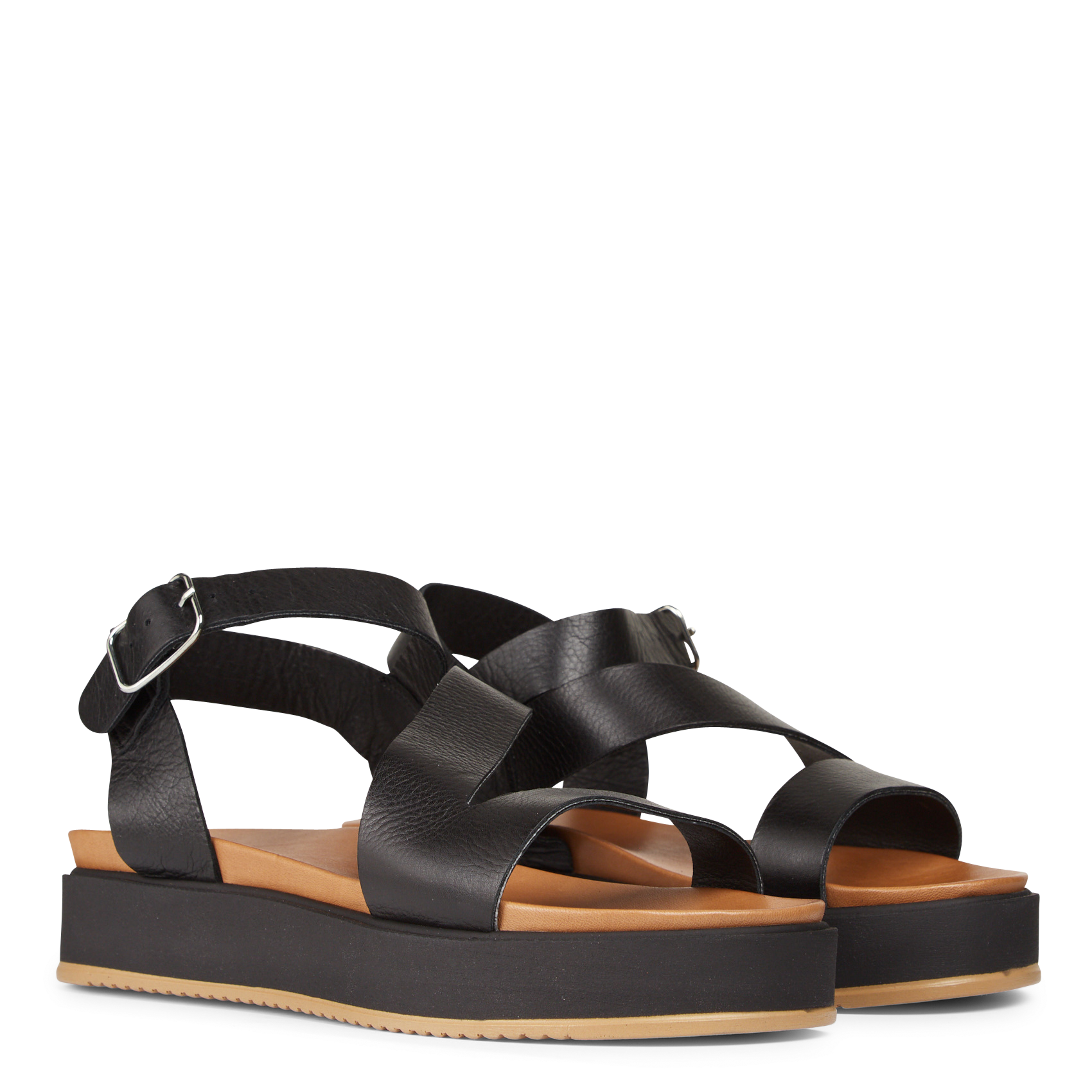 Sandales compensées en cuir isaure JONAK Noir