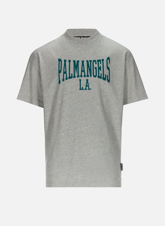 Biker-style cotton t-shirt Grey by PALM ANGELS PALM ANGELS Biker-style cotton t-shirt Grey