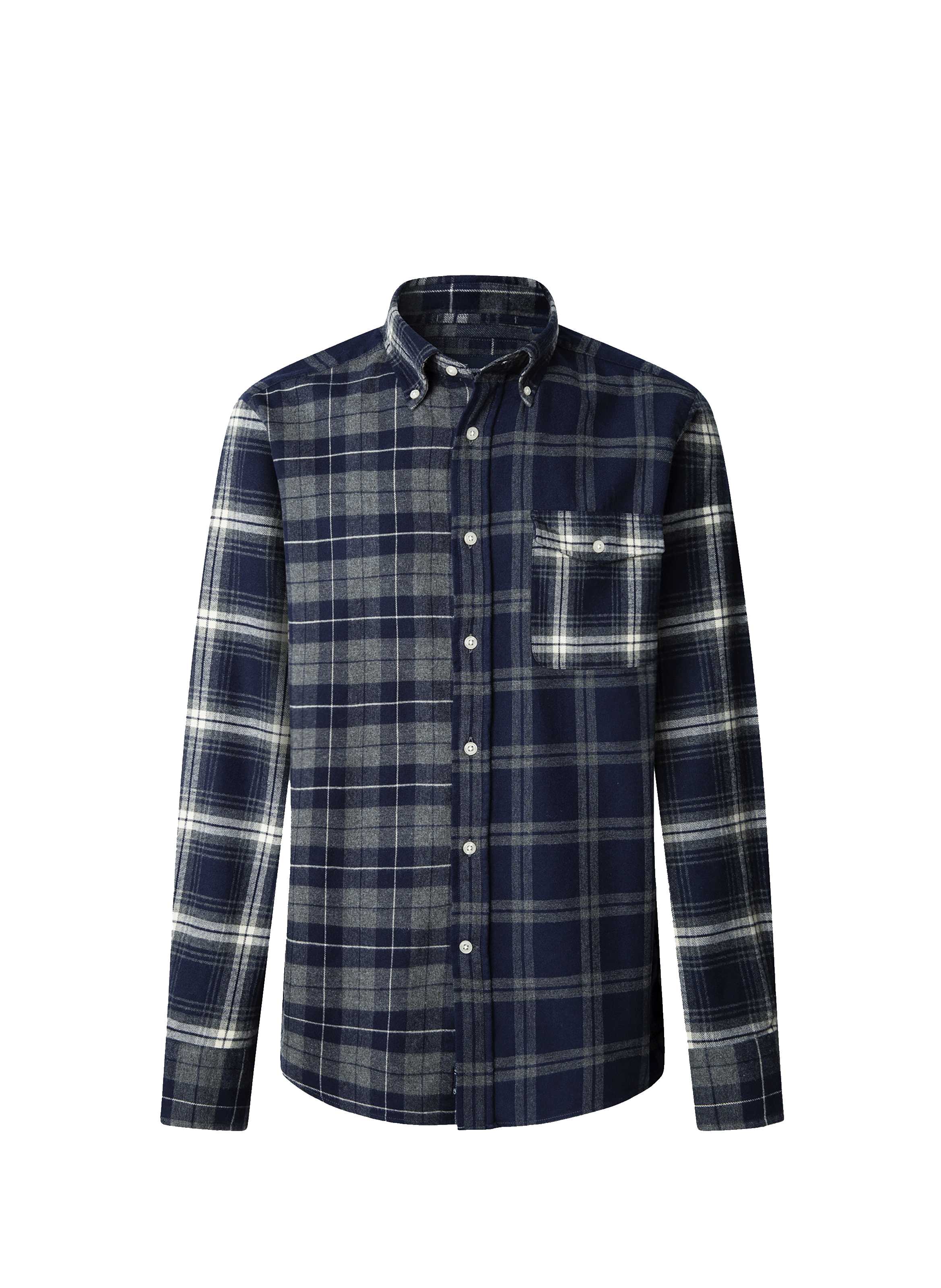 Chemise col américain à carreaux en coton FACONNABLE Bleu