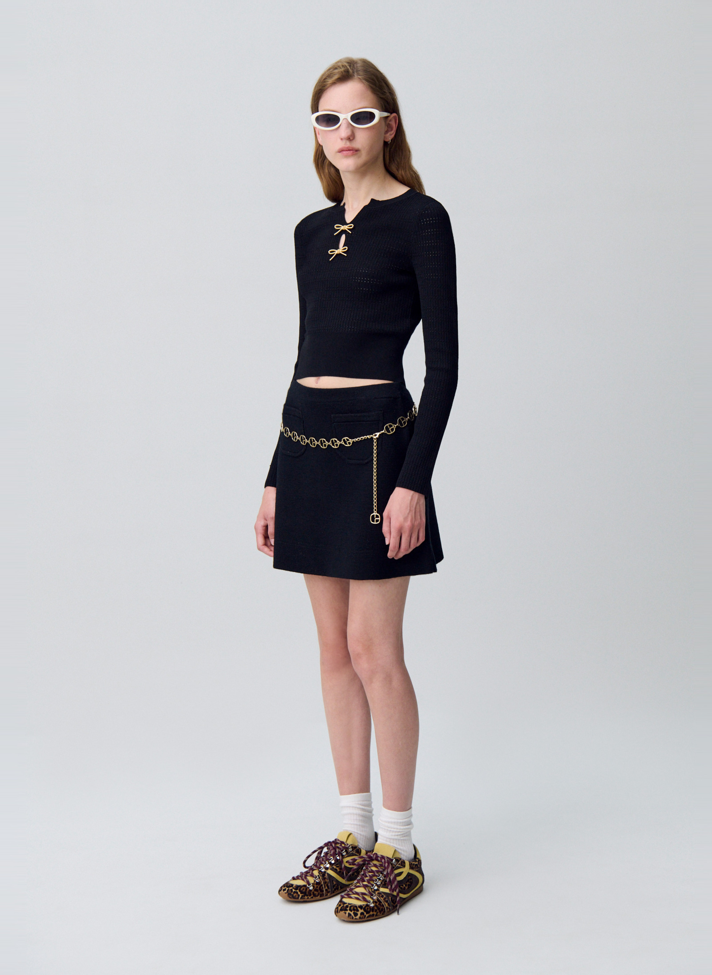 Pull moulant fin col v minivelle CLAUDIE PIERLOT Noir