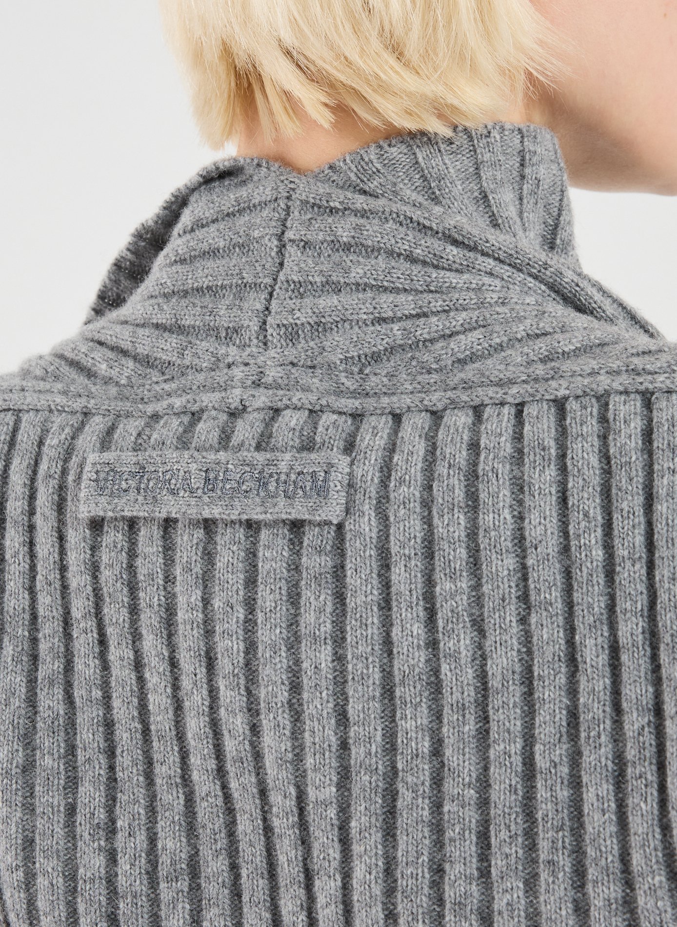 Pull côtelé en laine VICTORIA BECKHAM Gris