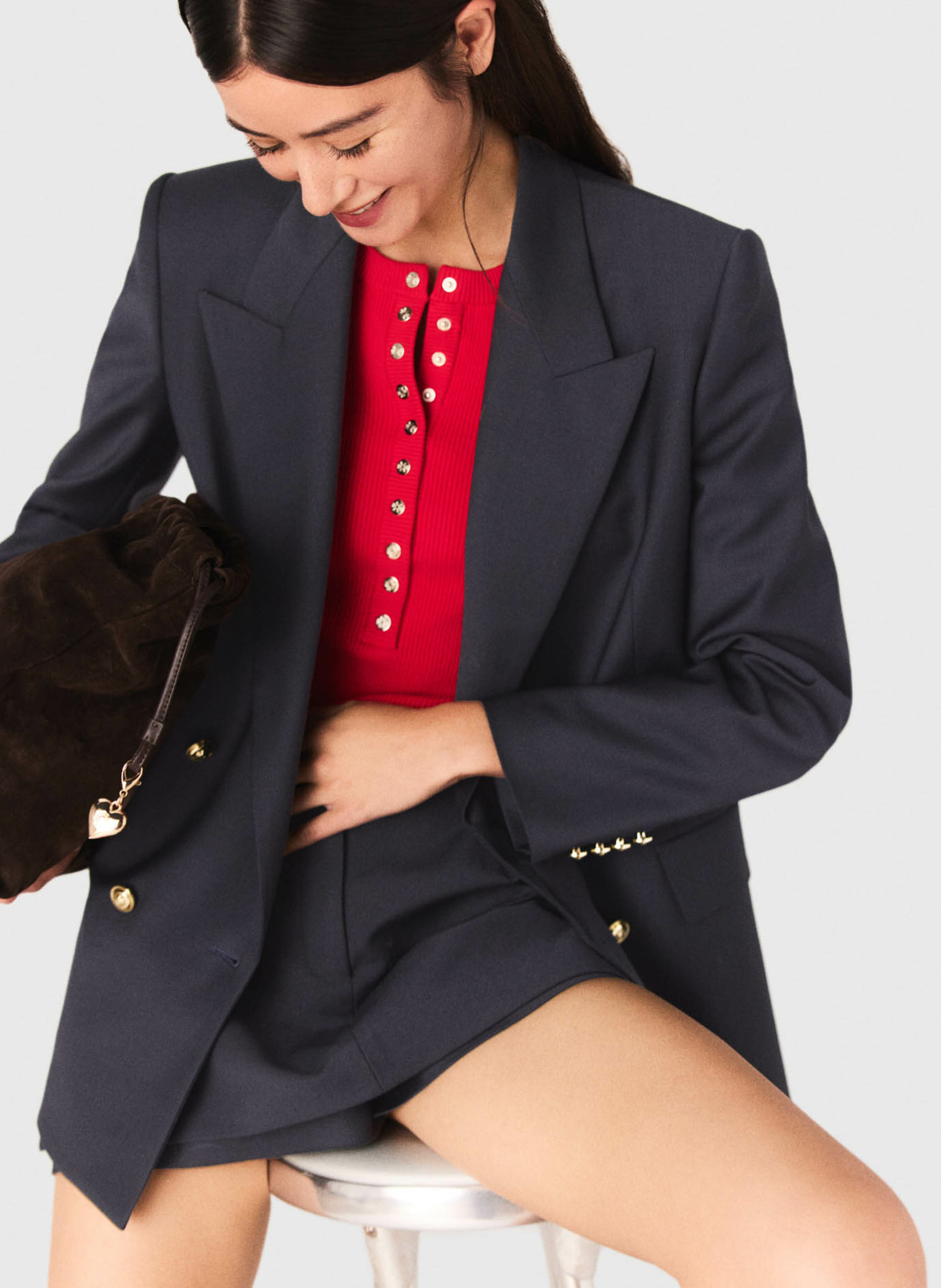 Veste col tailleur MAJE Bleu