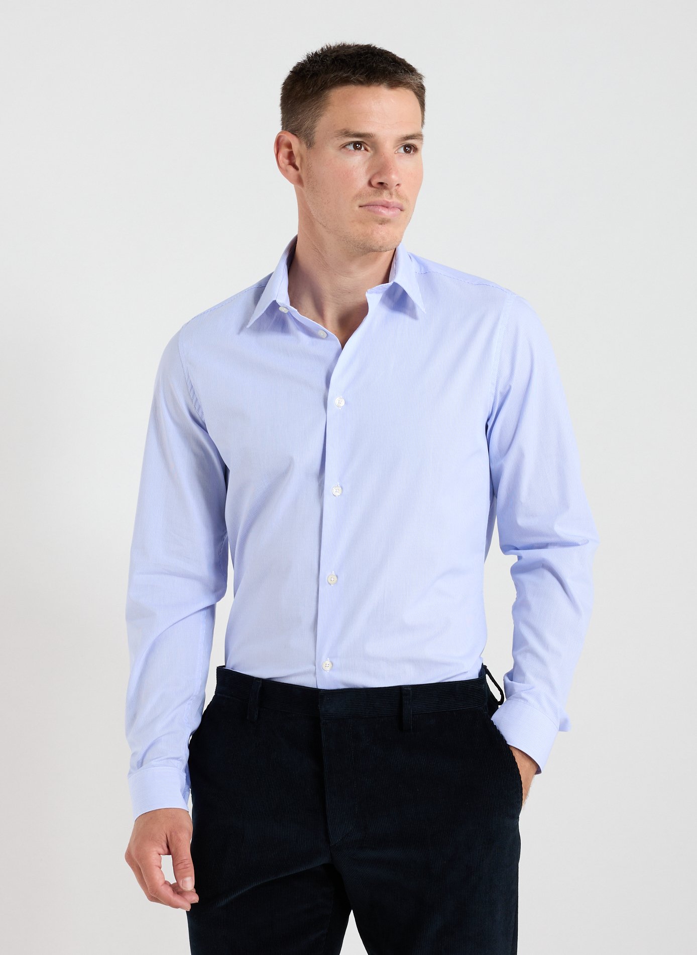 AU PRINTEMPS PARIS Gat slim fit cotton shirt Blue