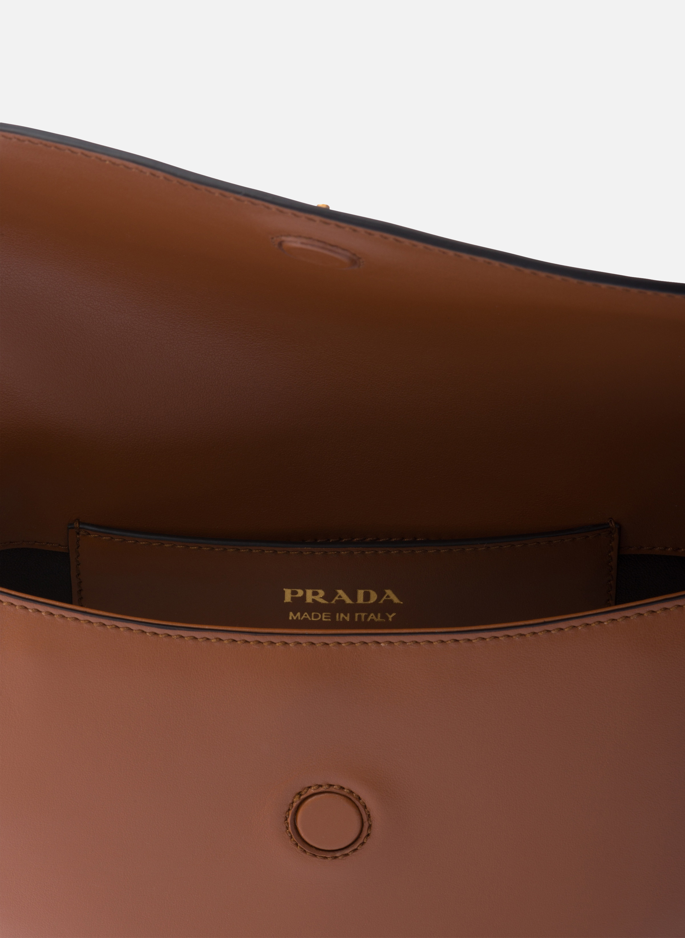 Sac porté épaule prada arqué à rabat en cuir PRADA Marron