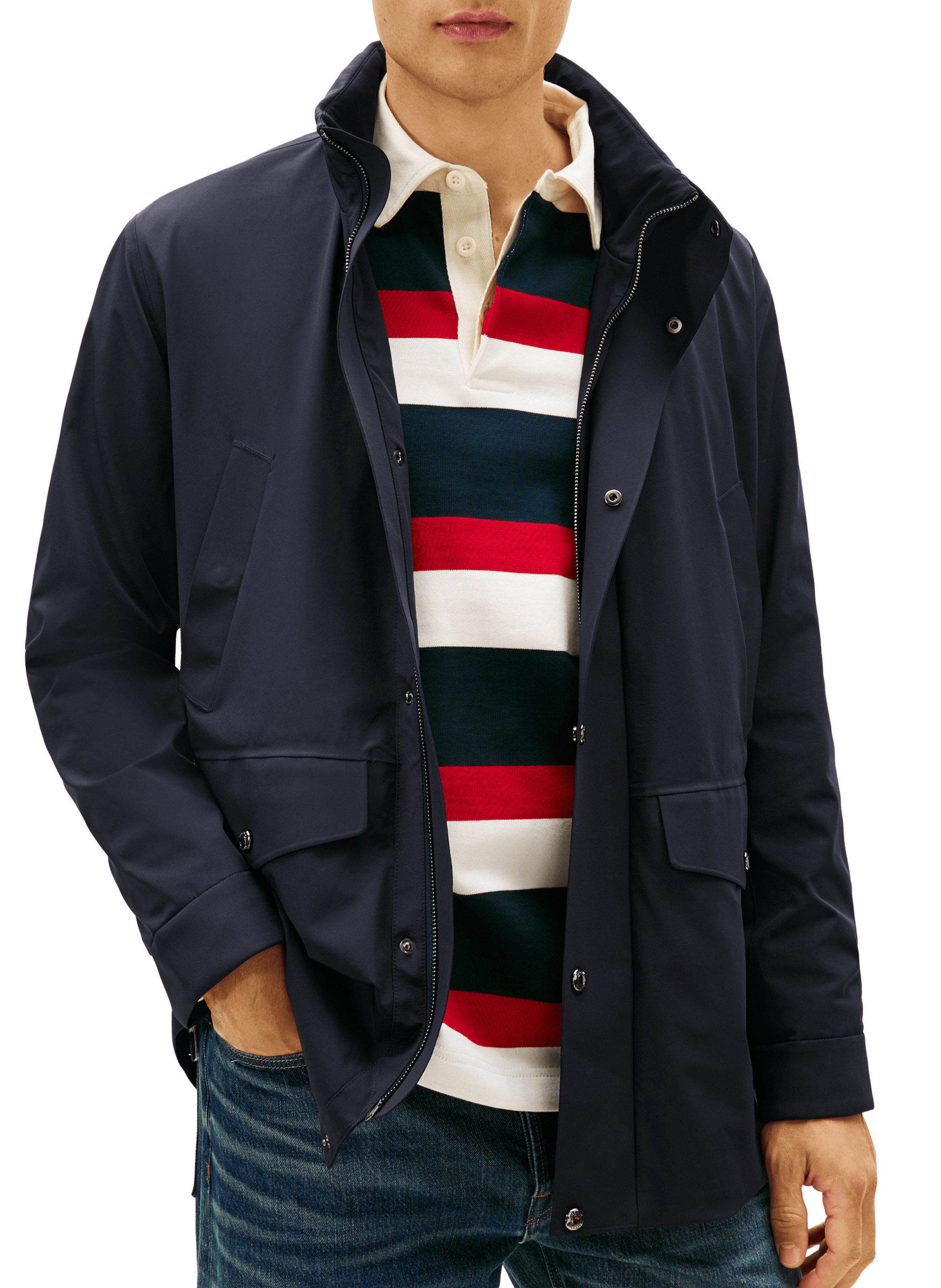 Veste col montant capuche amovible TOMMY HILFIGER Bleu