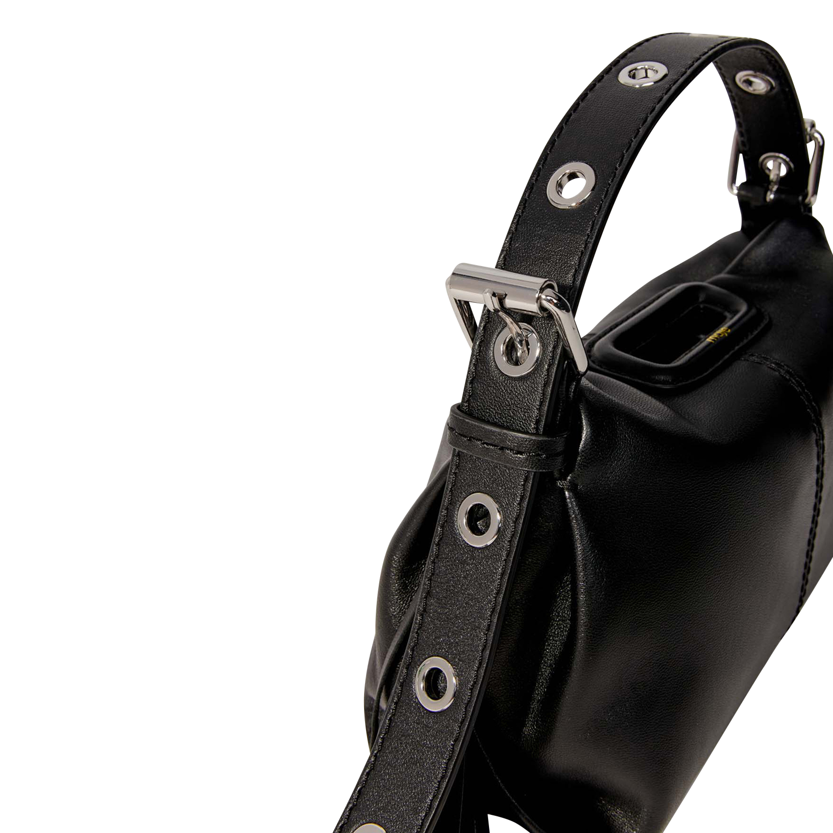 Sac bandoulière en cuir lisse miss m mini MAJE Noir