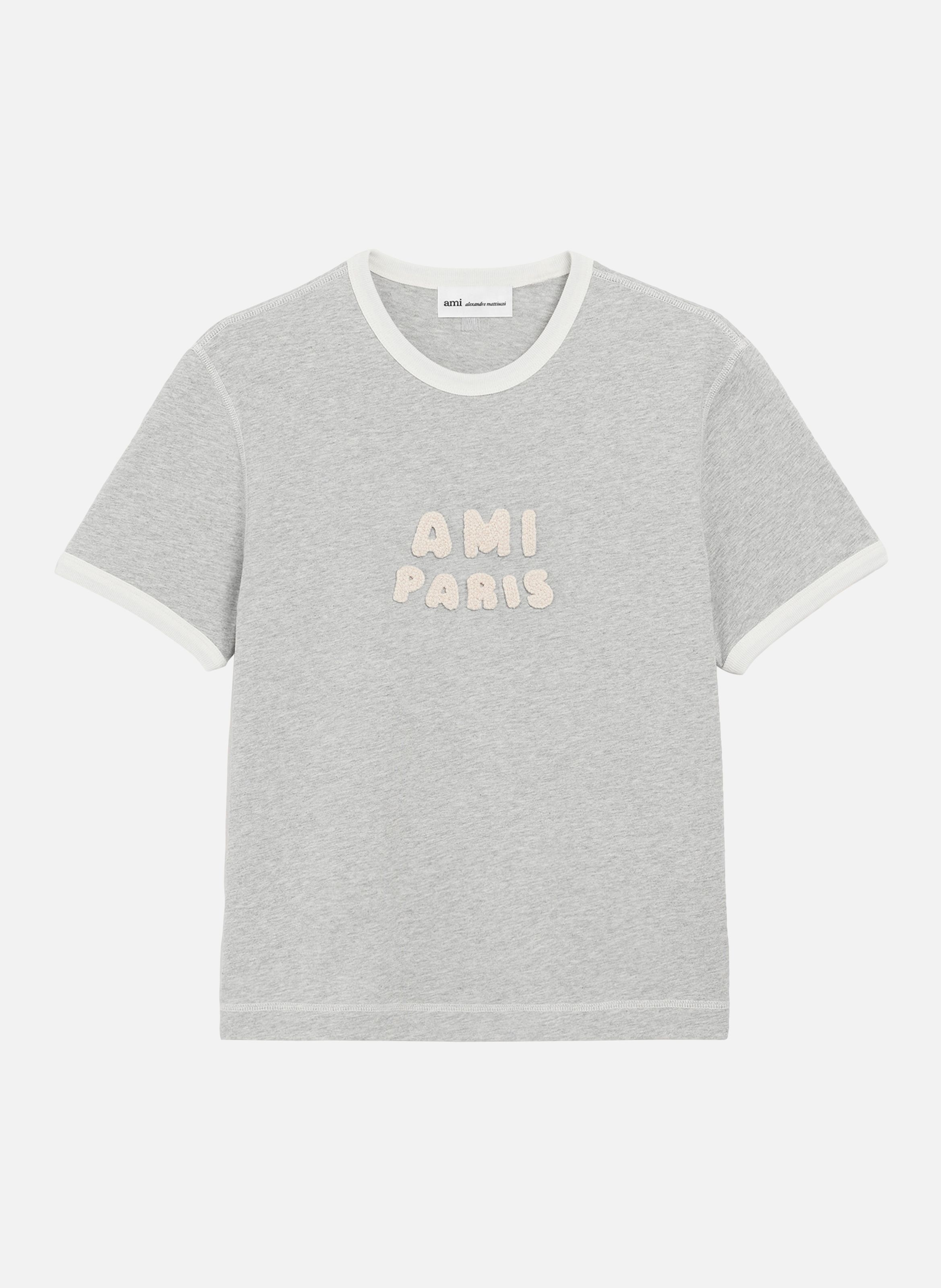T-shirt empiècement ami paris en crochet unisexe en coton AMI PARIS Gris
