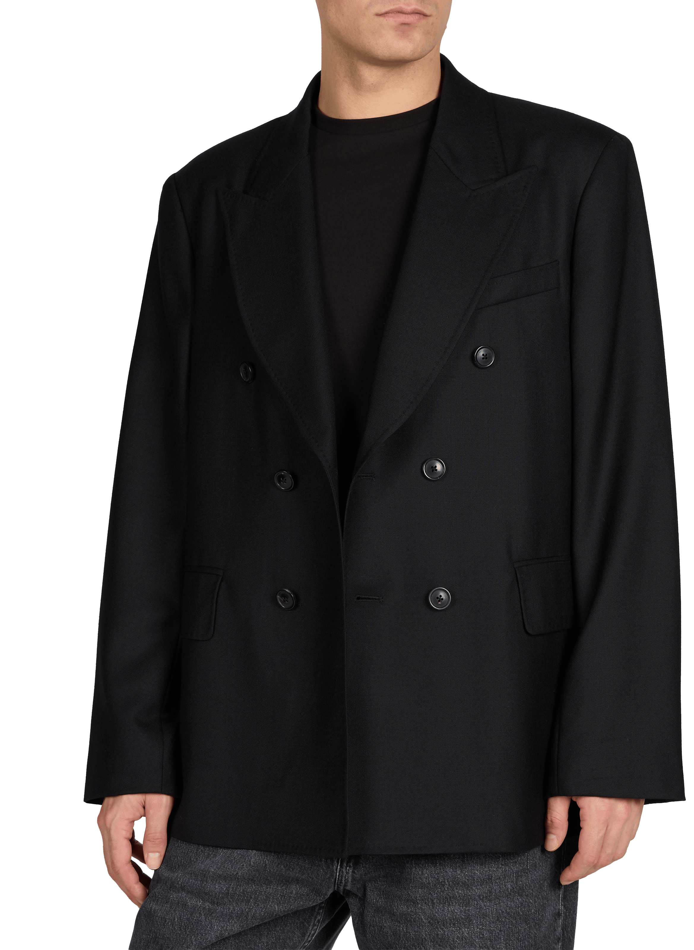 Blazer droit à col tailleur en laine OUR LEGACY Noir