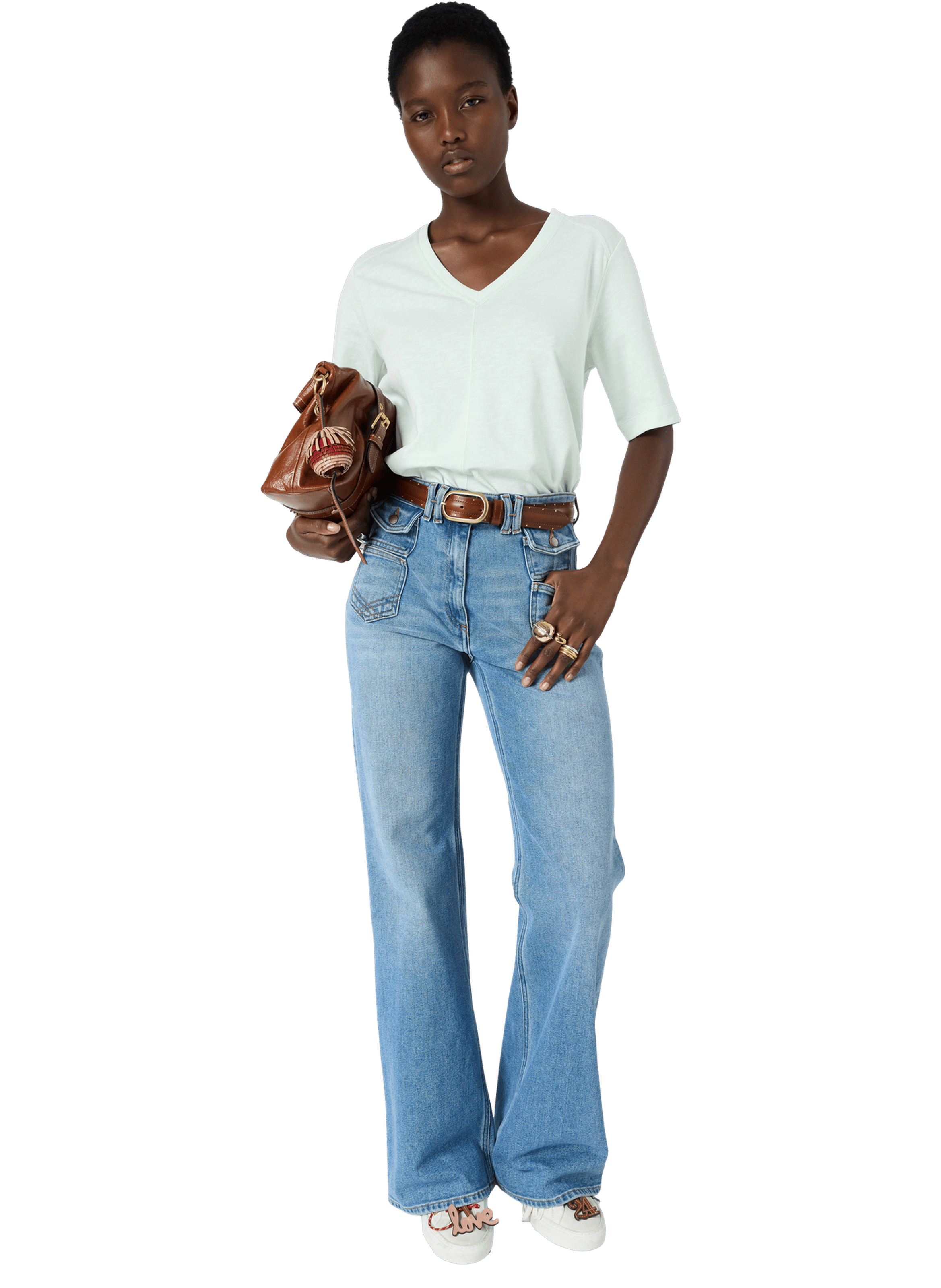 T-shirt V en coton - MARISA GERARD DAREL Vert