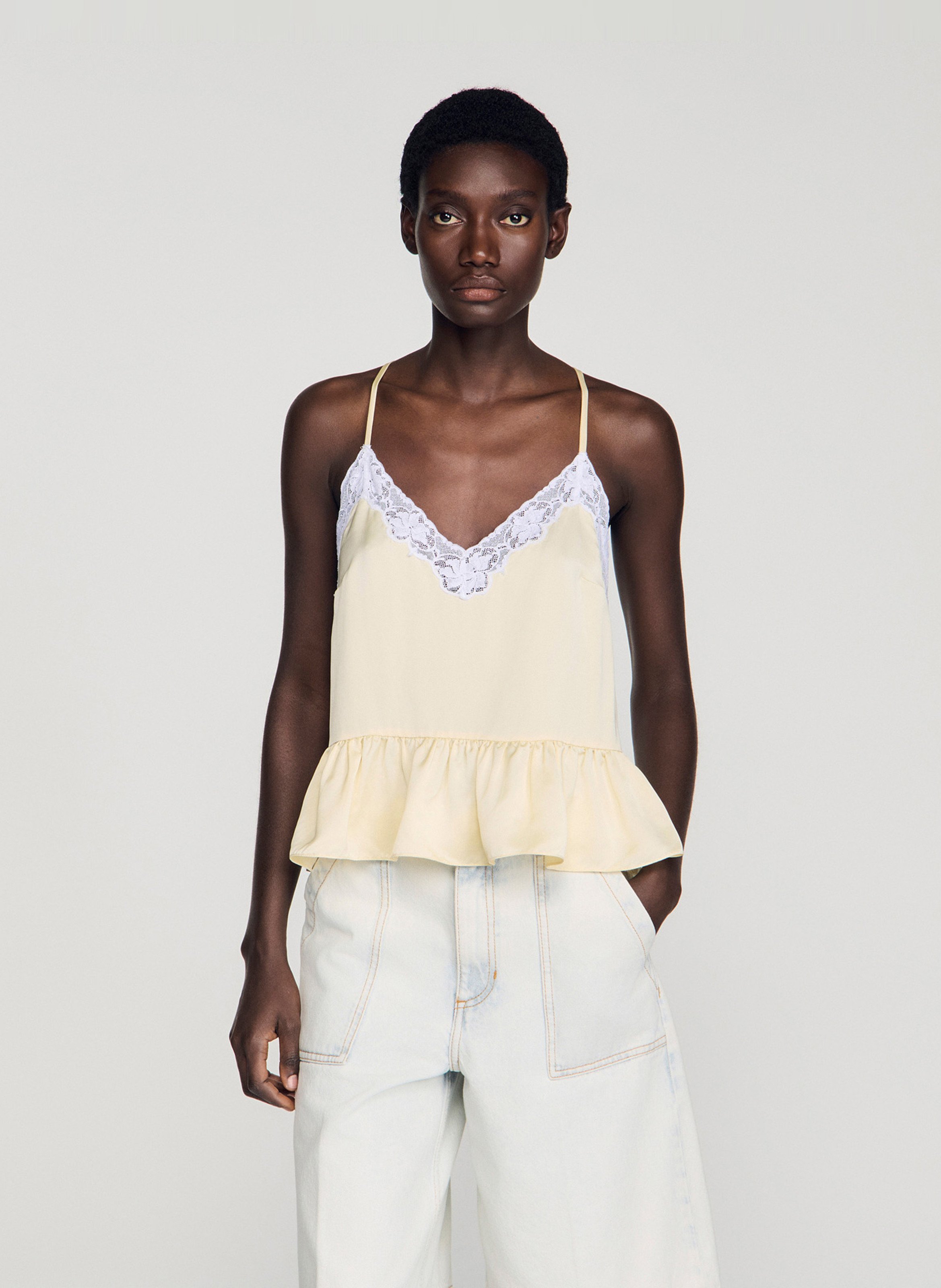 Caraco droit en satin SANDRO Jaune