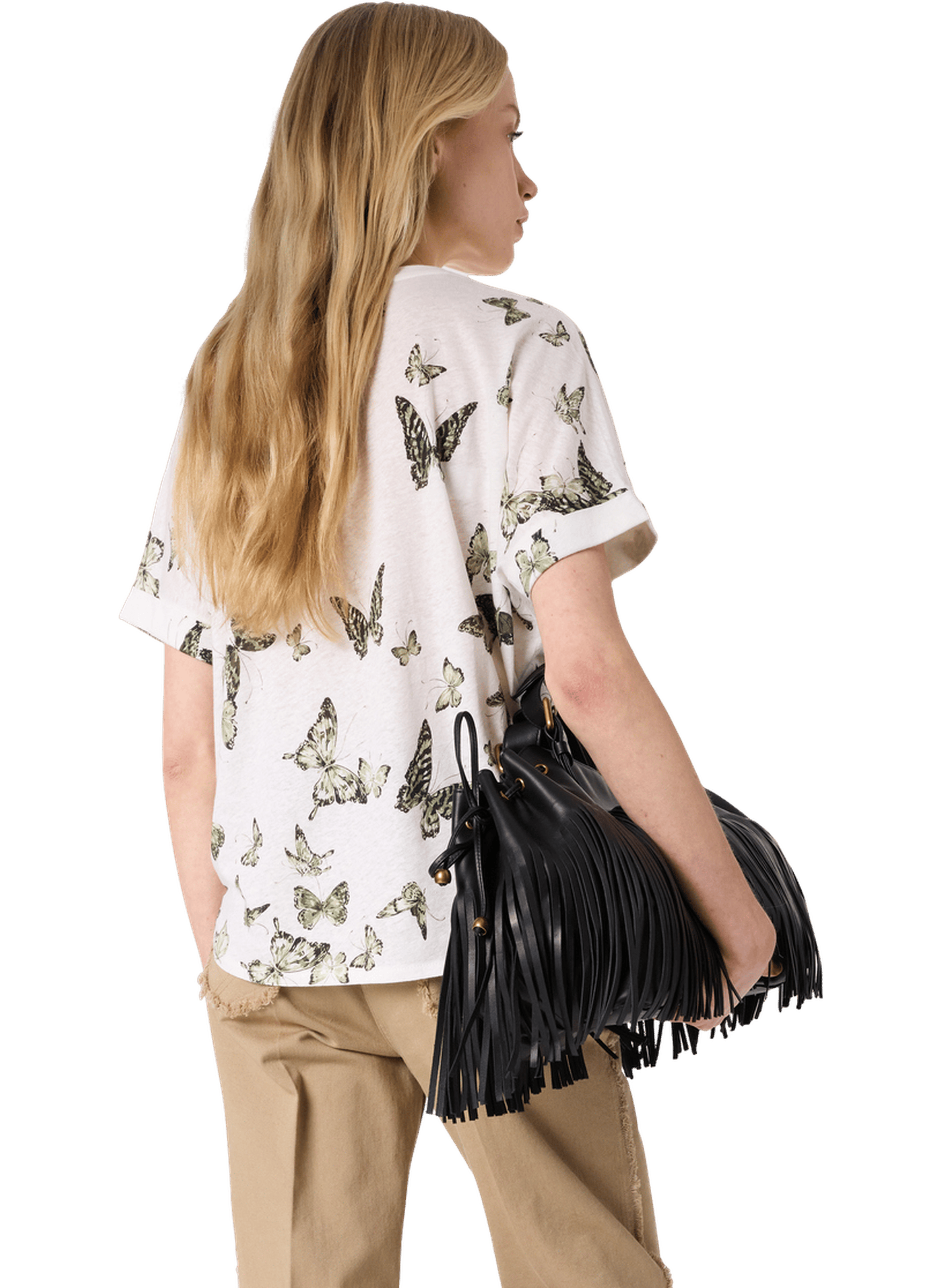 T-shirt papillons en lin et coton - MAKEDA GERARD DAREL Vert