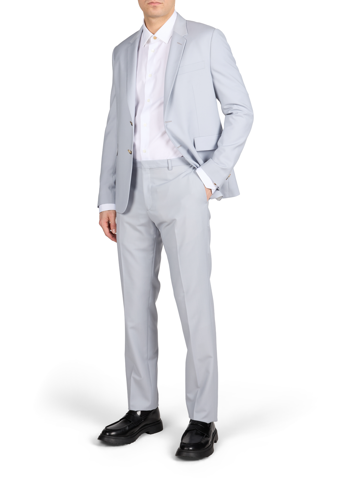 Chemise unie à col classique en coton PAUL SMITH Blanc