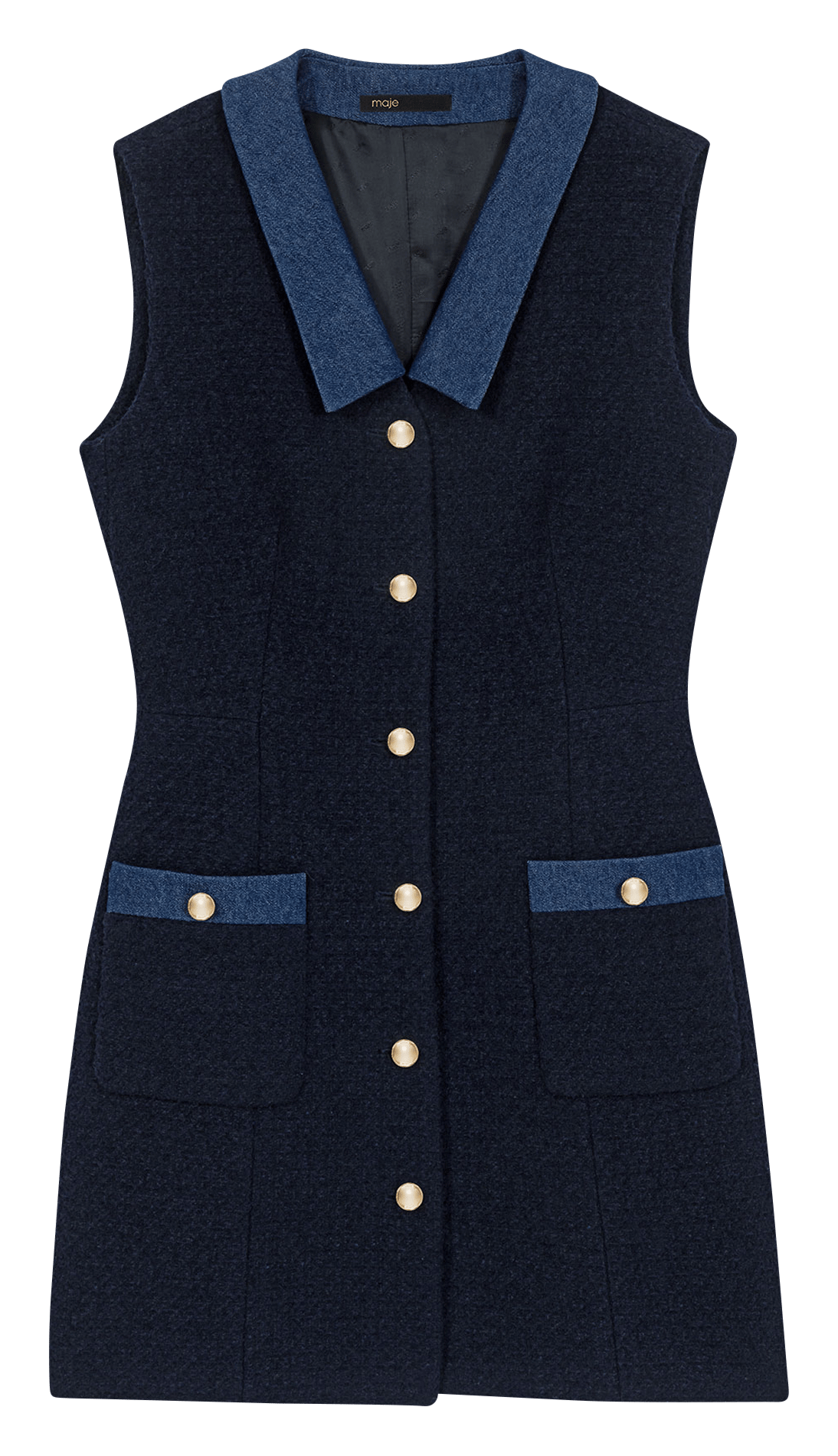 Robe courte col v MAJE Bleu