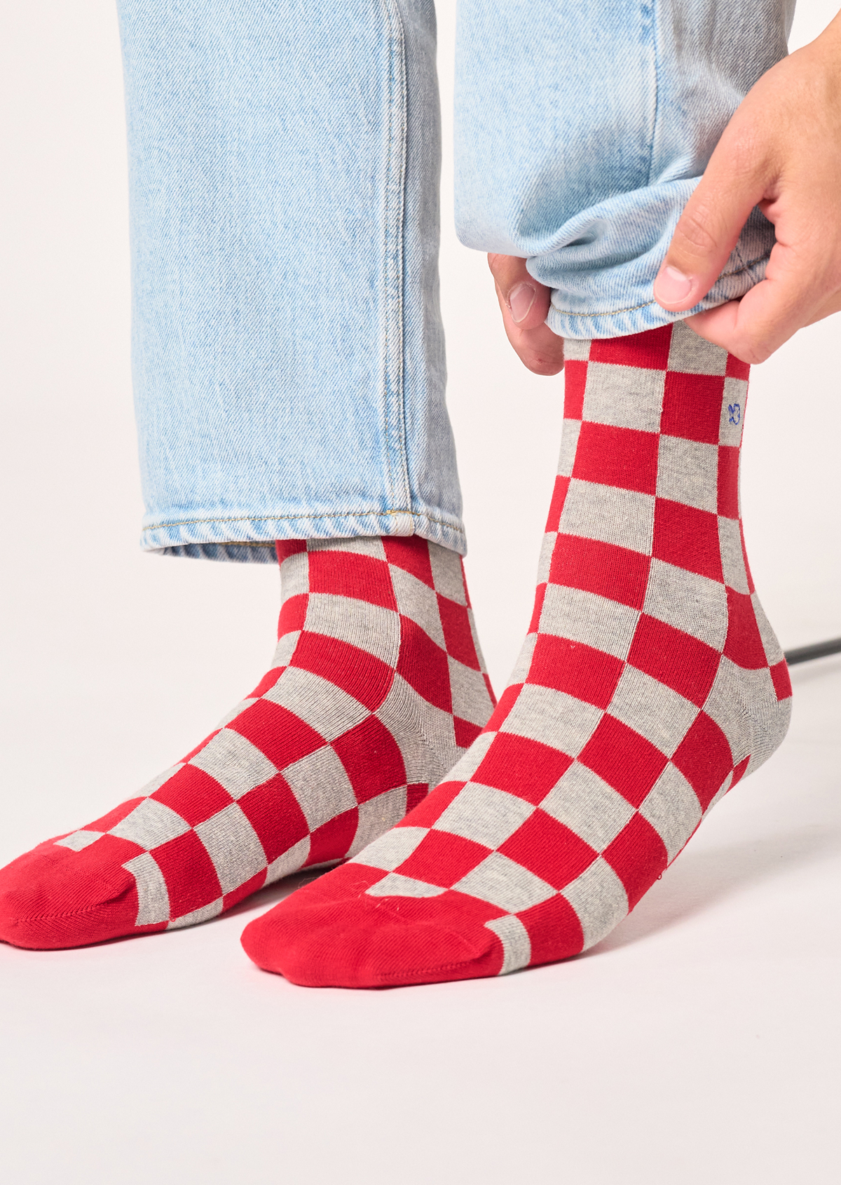 Chaussettes en coton peigné carreaux BILLYBELT Rouge