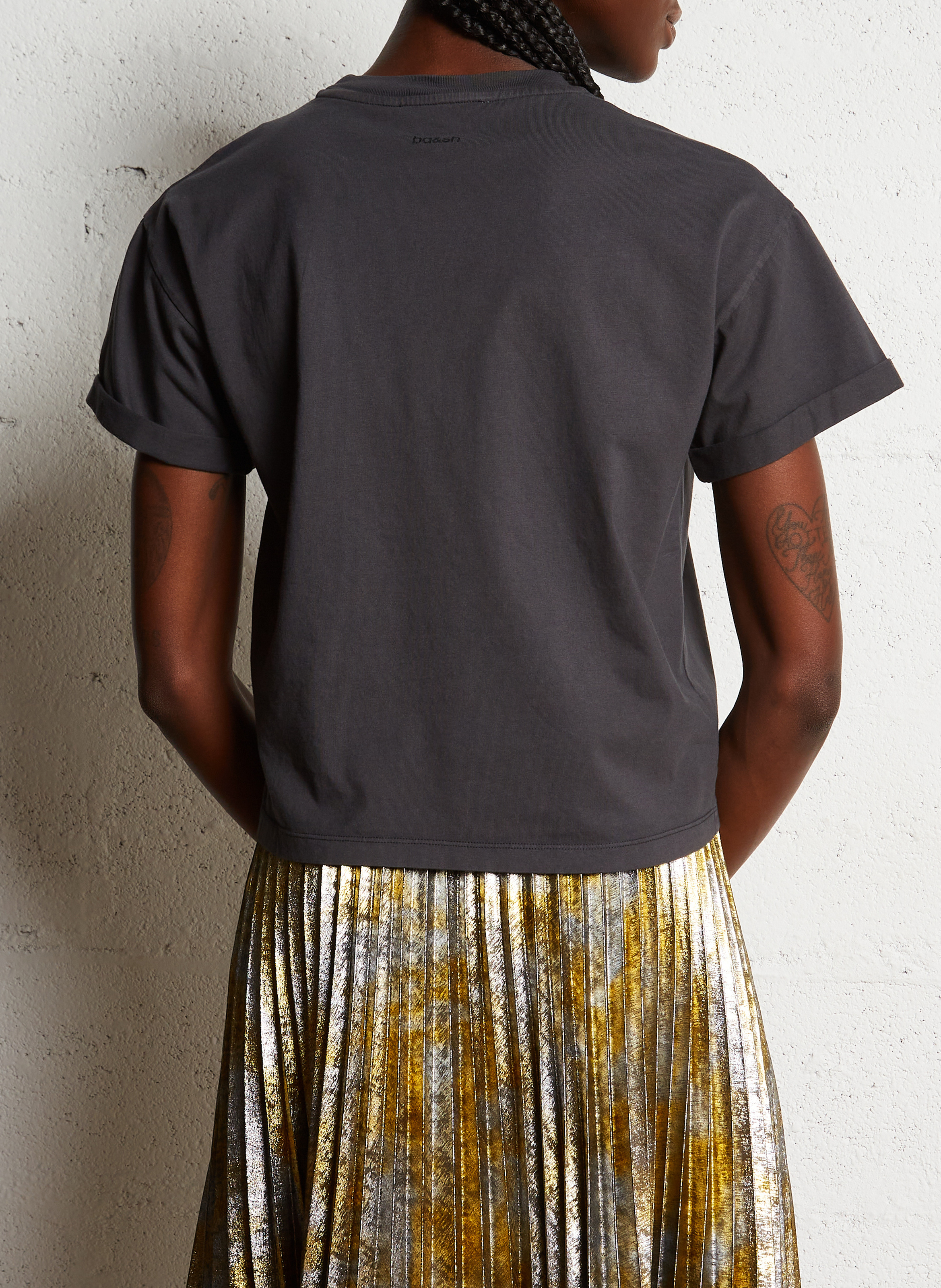 Tee-shirt col rond en coton rosie BA&SH Noir