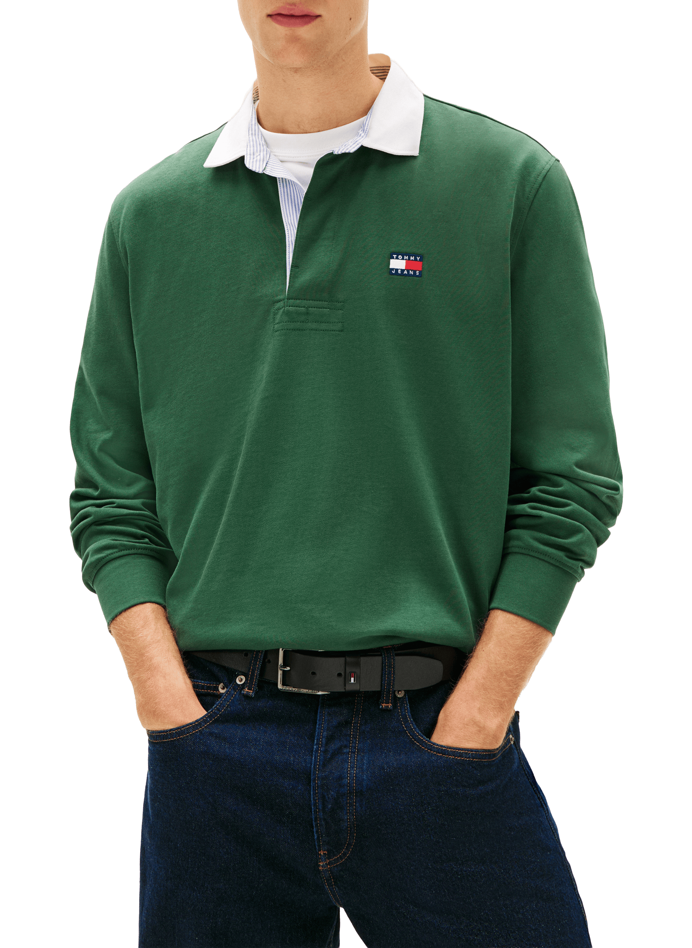 Long-sleeved cotton polo shirt TOMMY HILFIGER Green