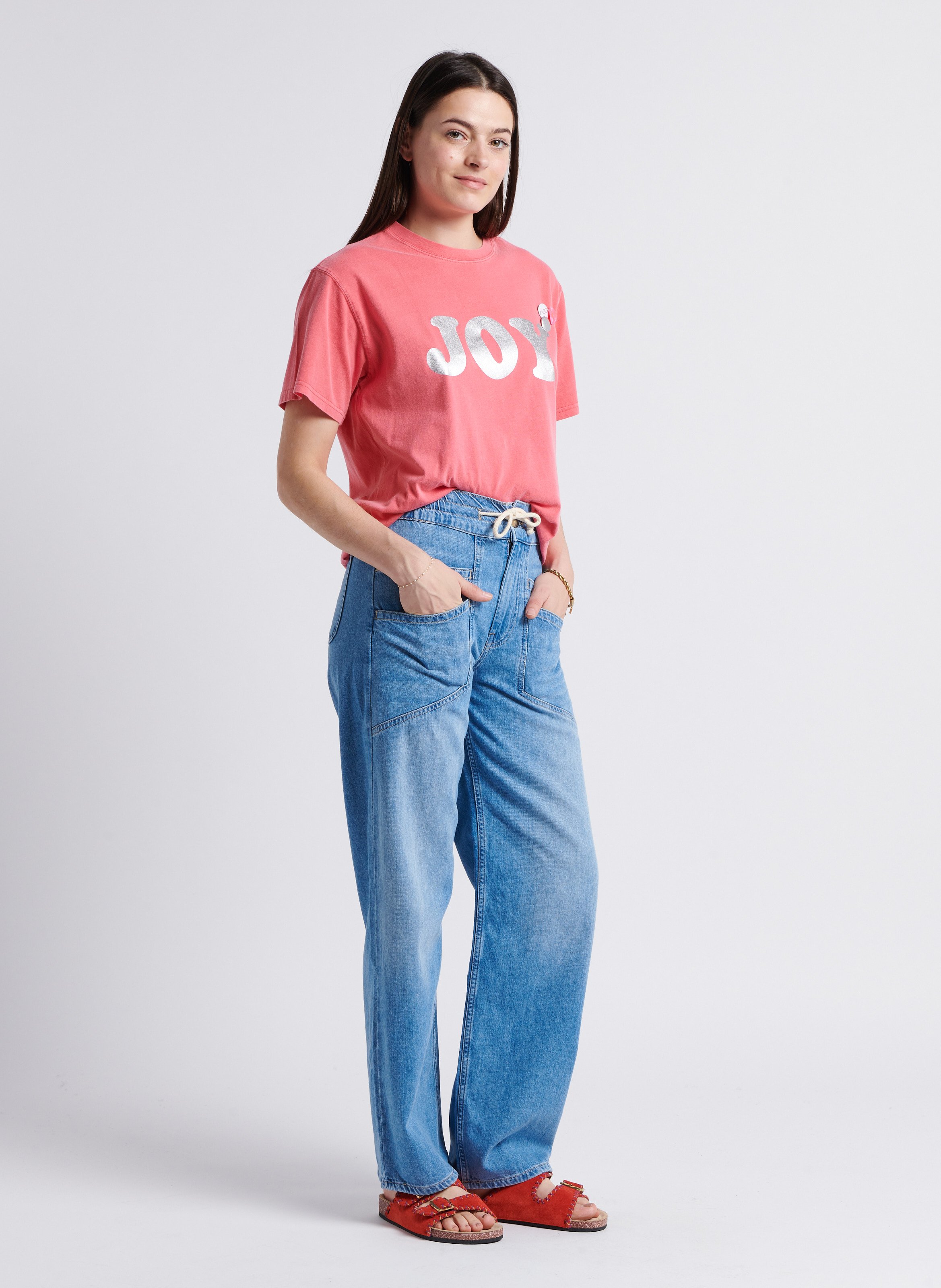 Pantalon large taille haute en coton mima BA&SH Bleu