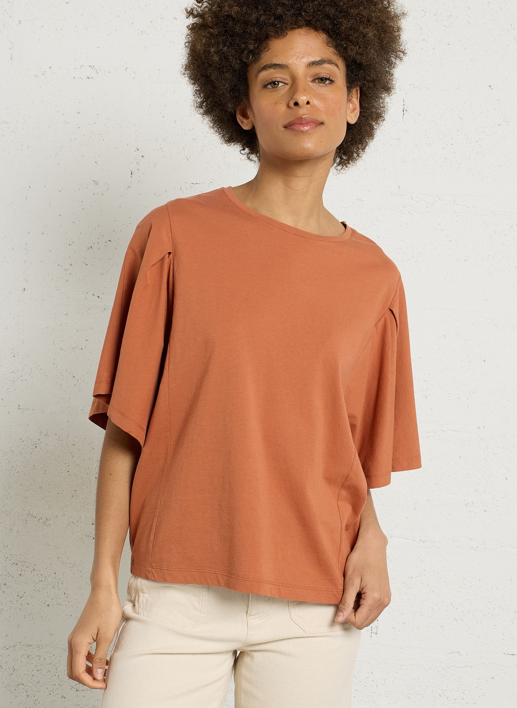 Tee-shirt oversize col rond en coton loreen MAISON 123 Rouge