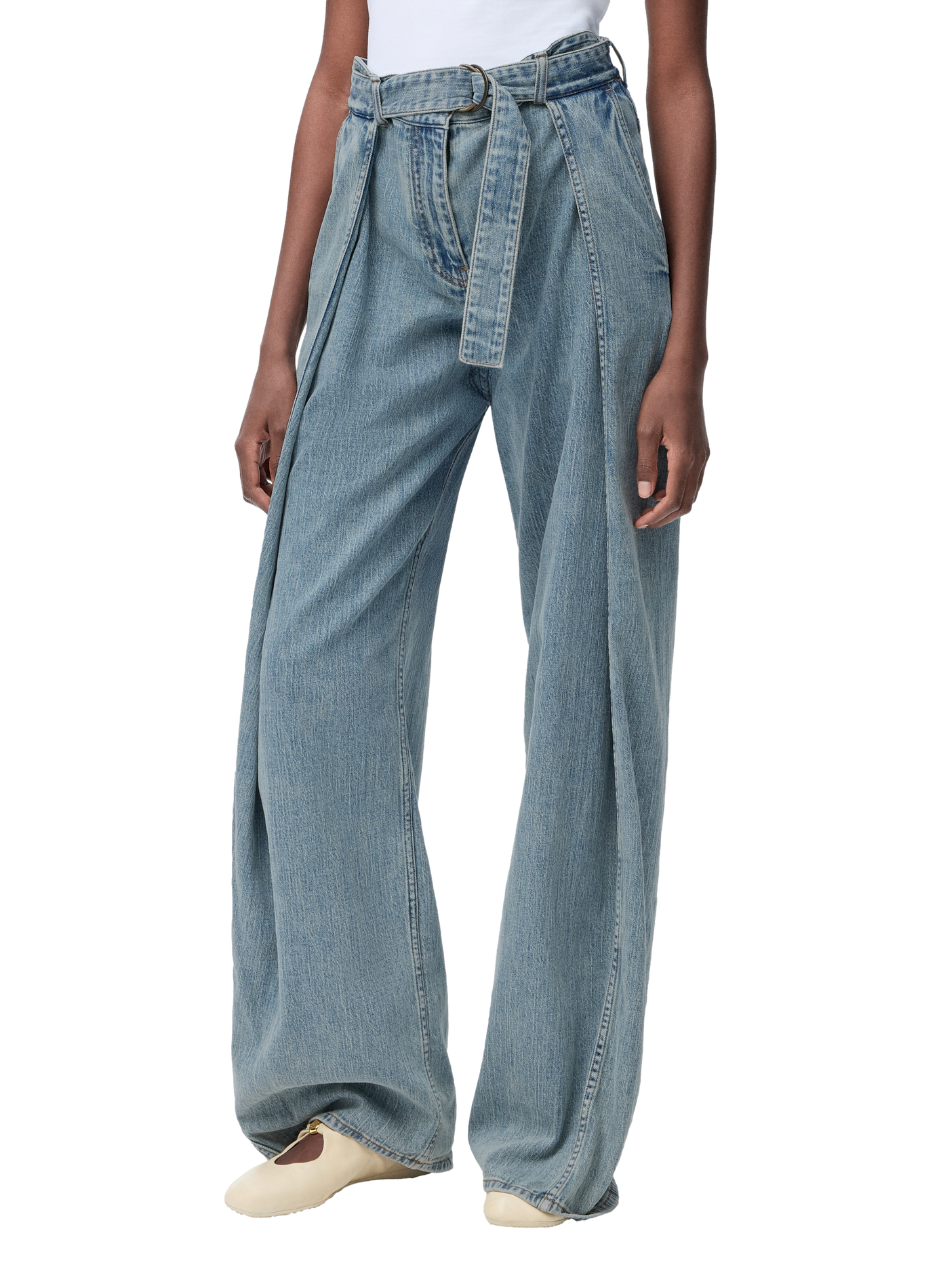 Jean ceinturé en denim de coton LOEWE Bleu