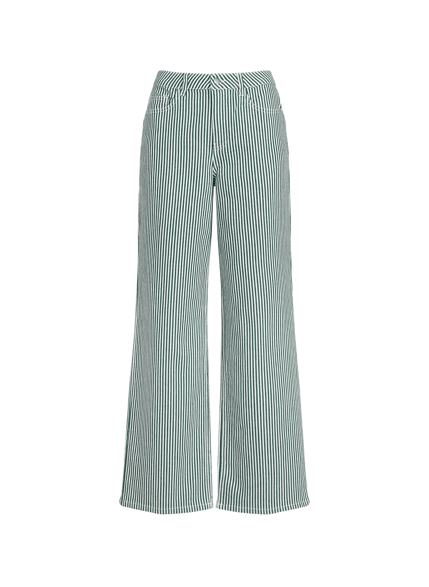 Pantalón ancho a rayas de algodón mezclado OBJECT Blanco