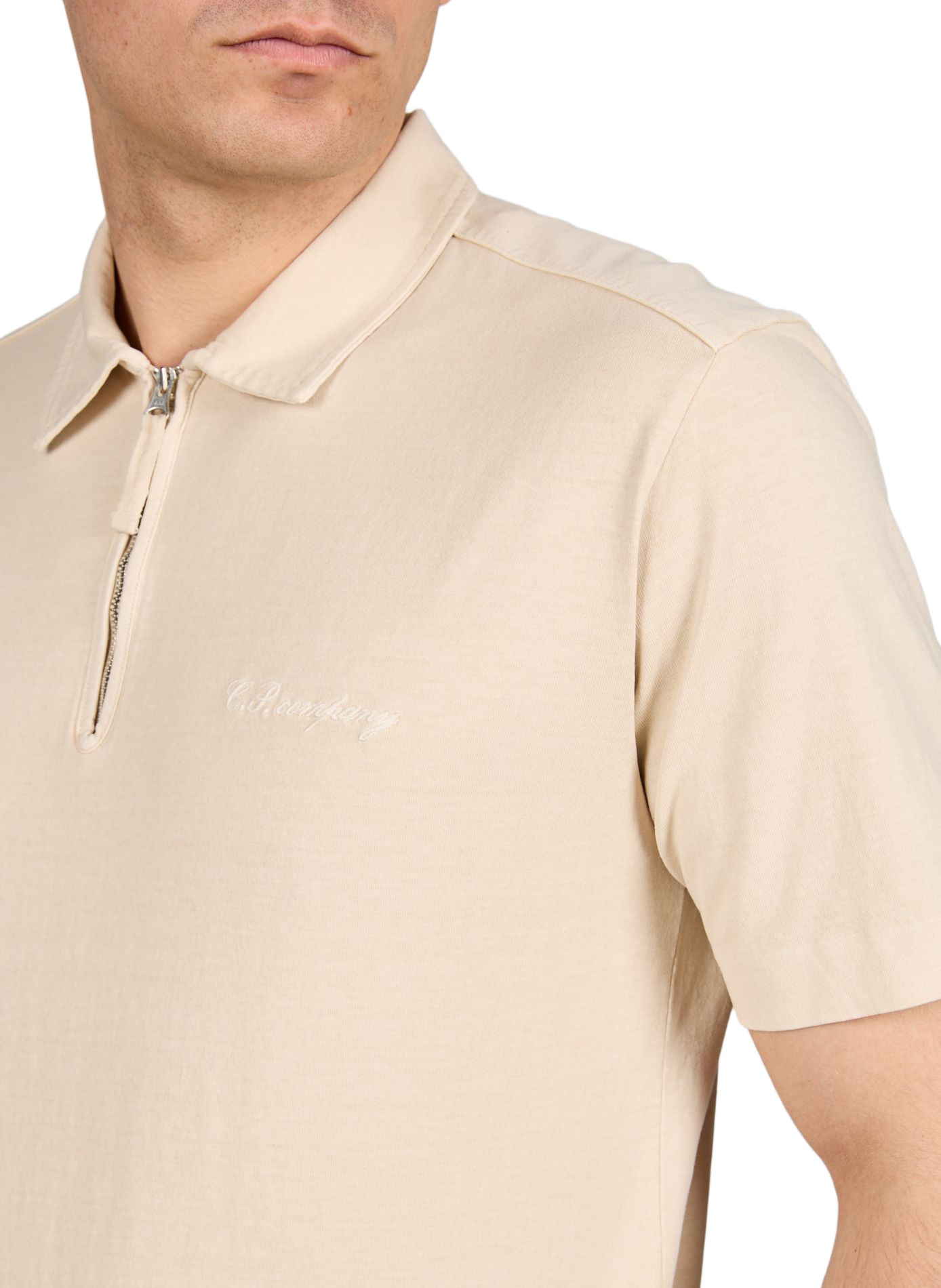 Straight cotton polo shirt CP COMPANY Beige