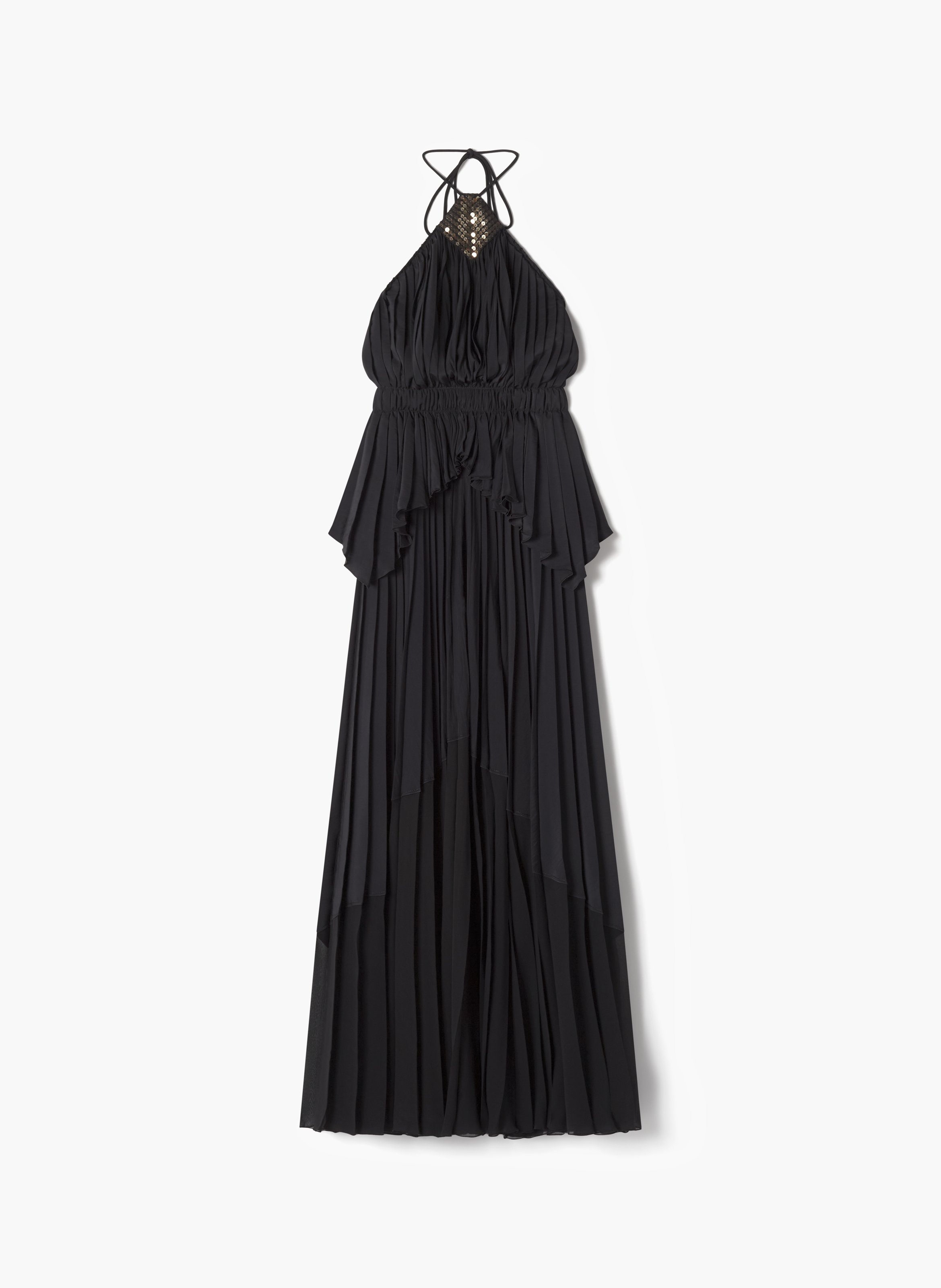 Robe brodée en soie et charmeuse LANVIN Noir