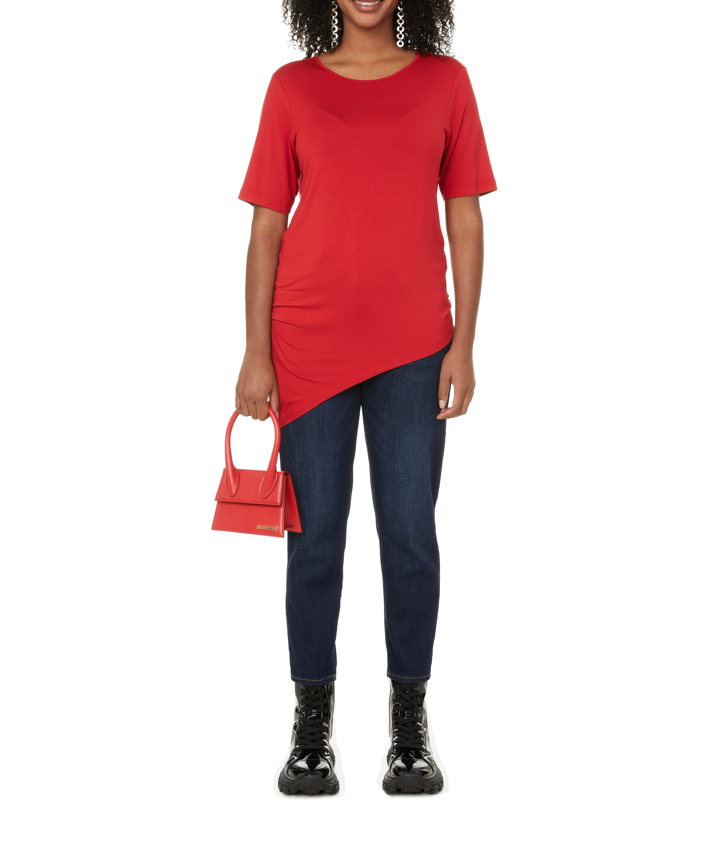 Genevette asymmetric round-neck stretch viscose T-shirt UNIVERSAL STANDARD Red