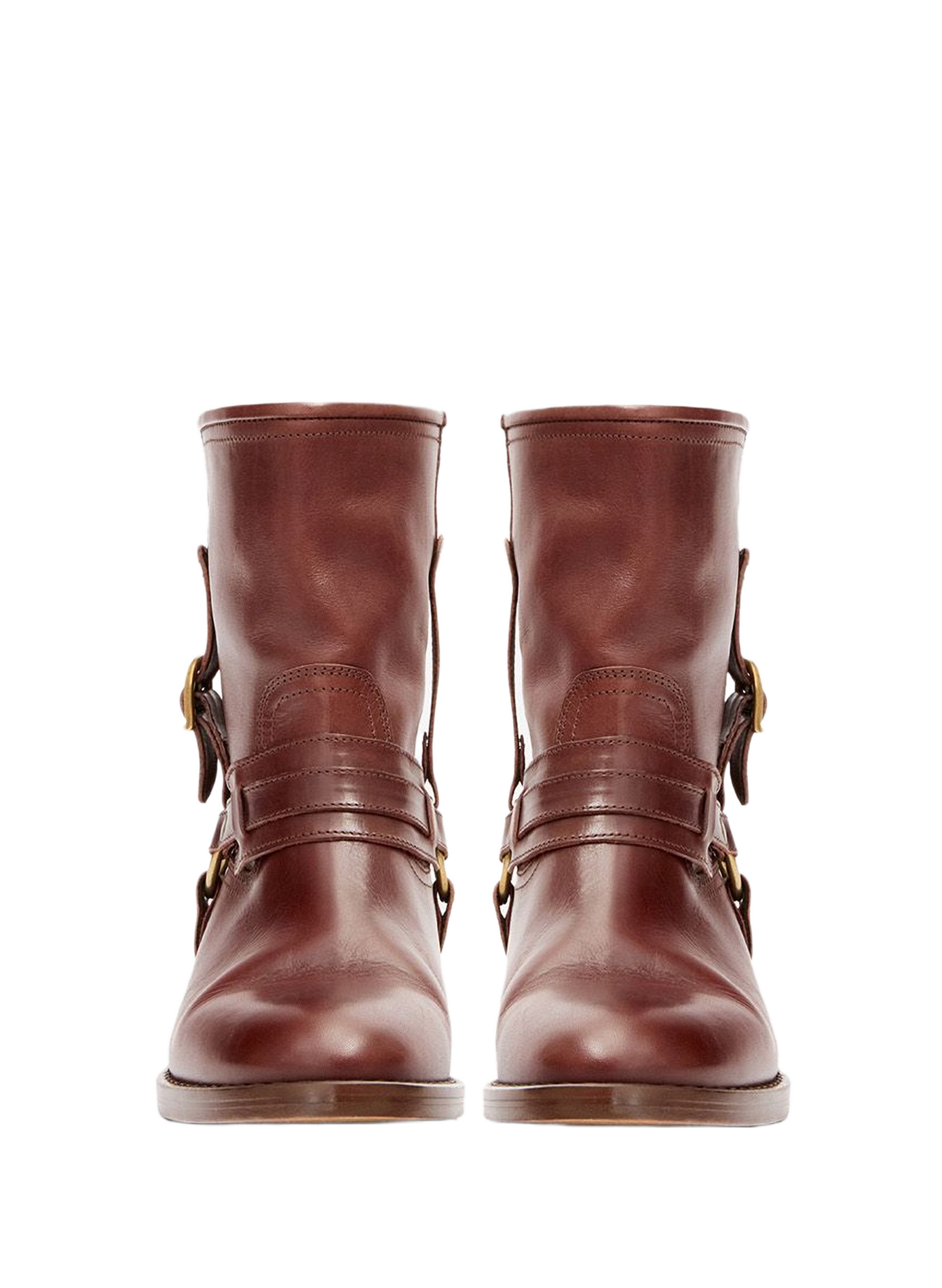 Ildred Western Buckle Leather Ankle Boots ISABEL MARANT Brown
