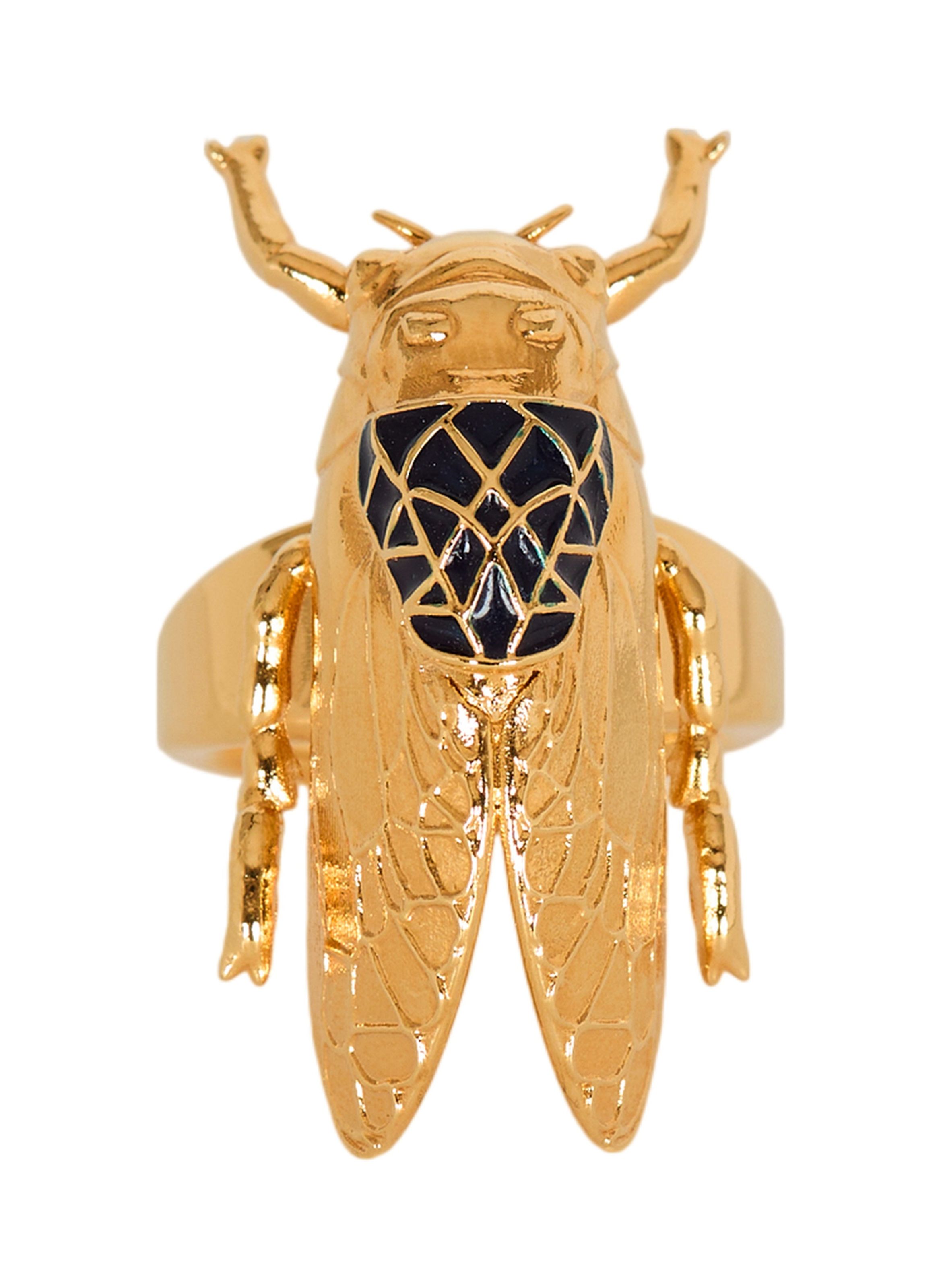 Bague insect en laiton et émail BALMAIN Doré