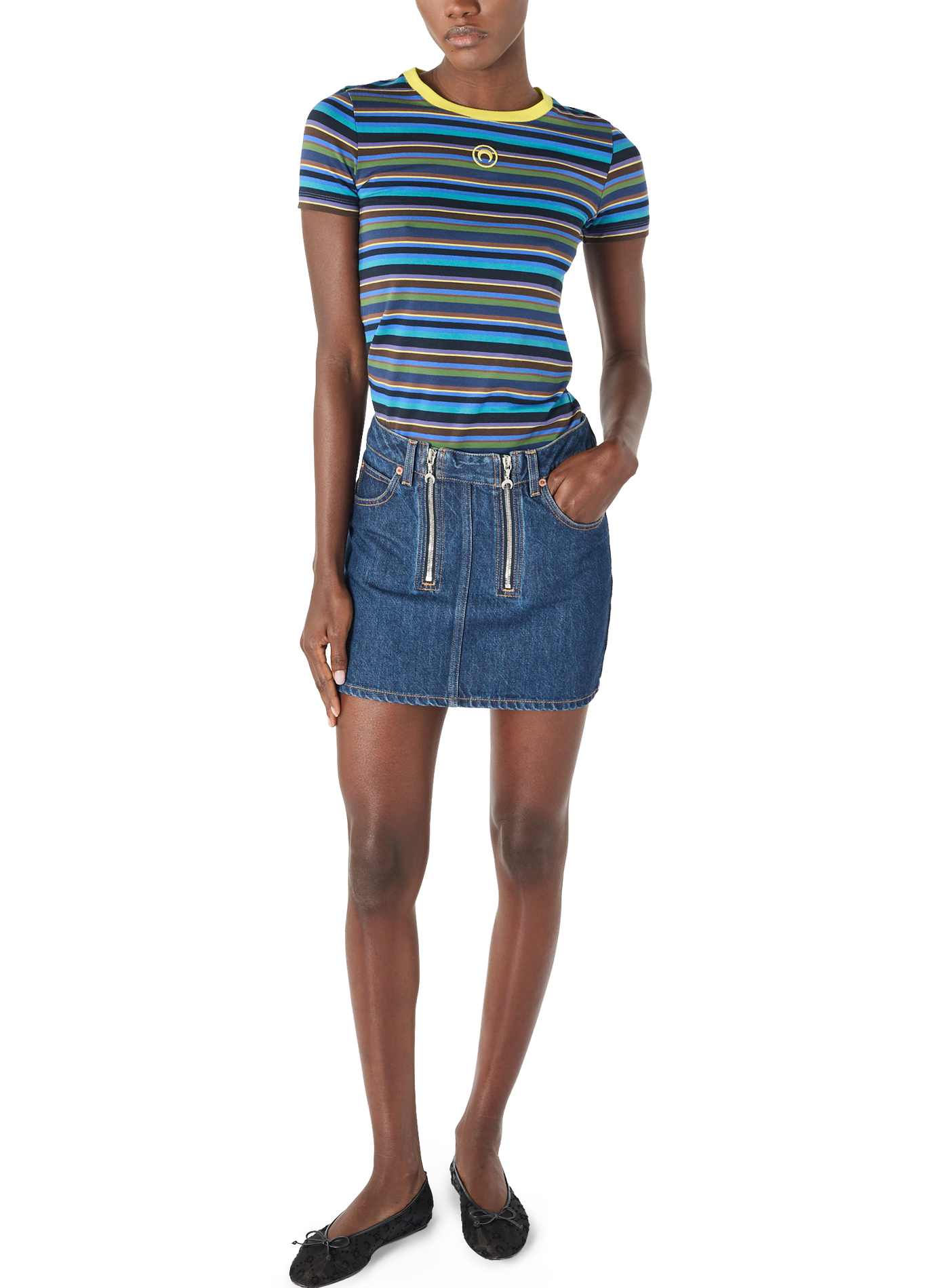 Midnight blue zipped mini skirt MARINE SERRE Blue