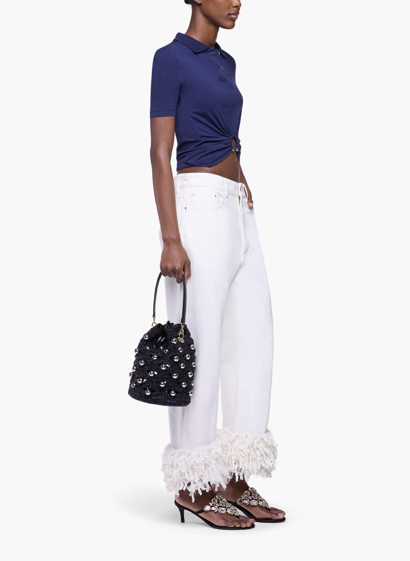 Top piercing en jersey de coton RABANNE Bleu