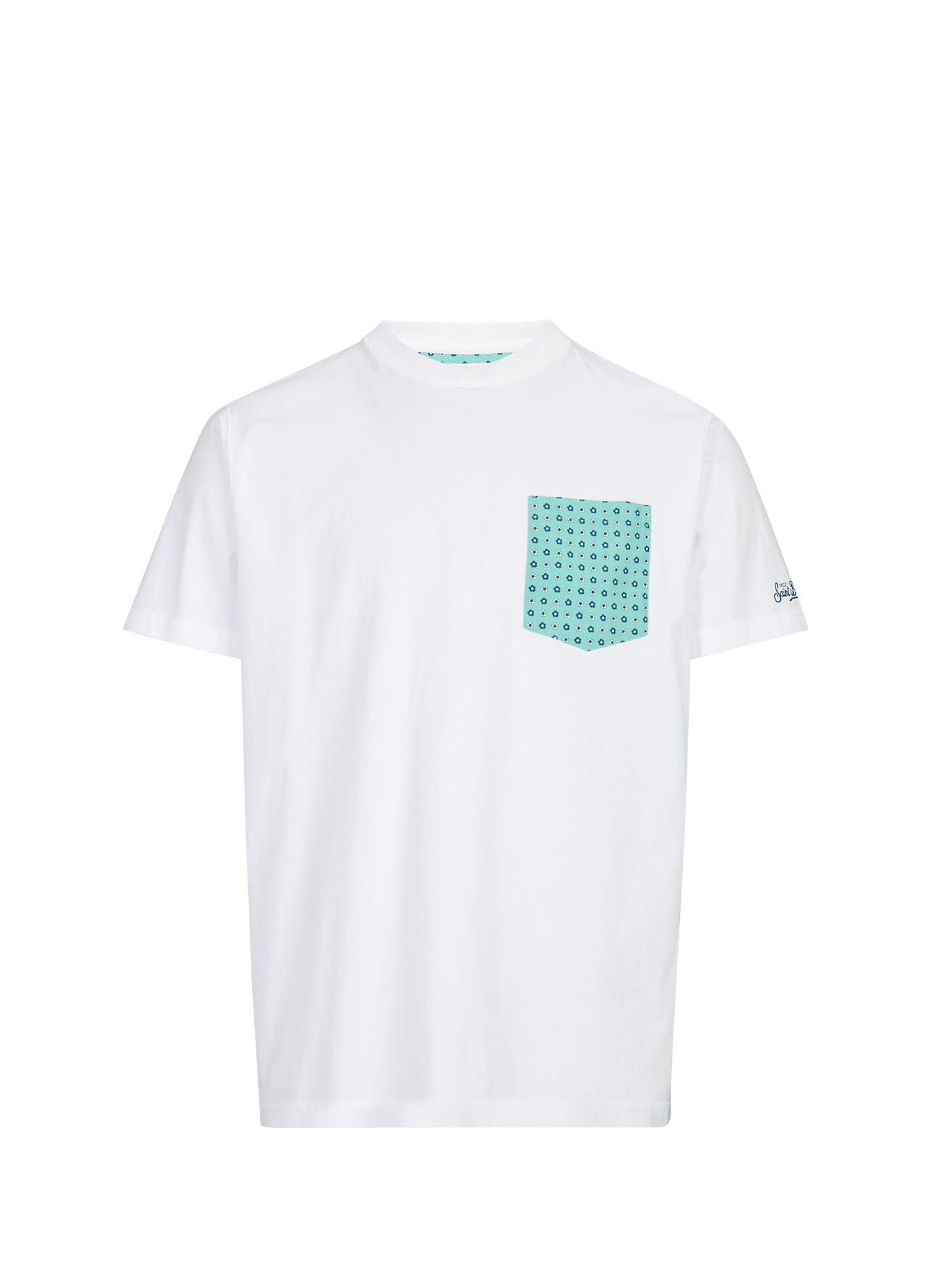 Camiseta blanca con bolsillo en el pecho estampado de algodón MC2 SAINT BARTH Blanco