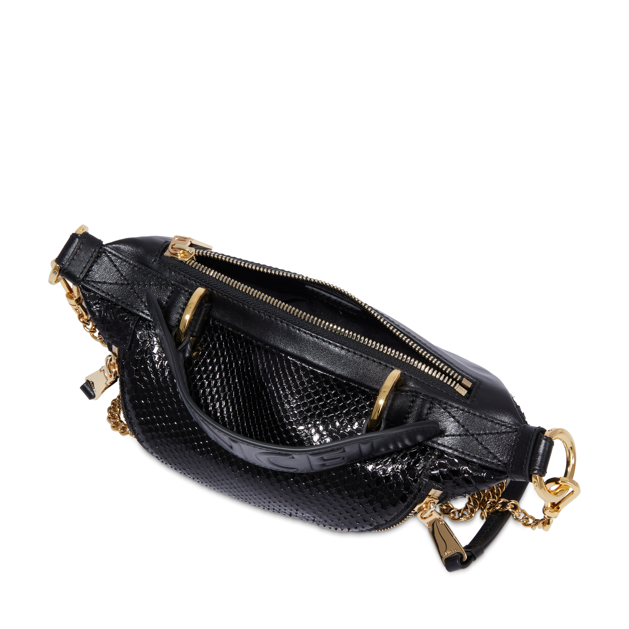 Sac porte croise origami de lancel en python & cuir de vachette lisse LANCEL Noir