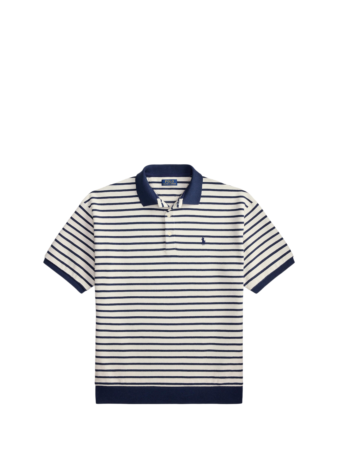 Short-sleeved striped cotton polo  Nevis newport navy