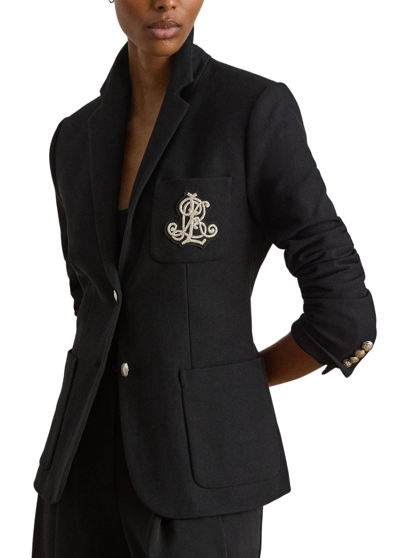 Single-breasted blazer in blended cotton LAUREN Black
