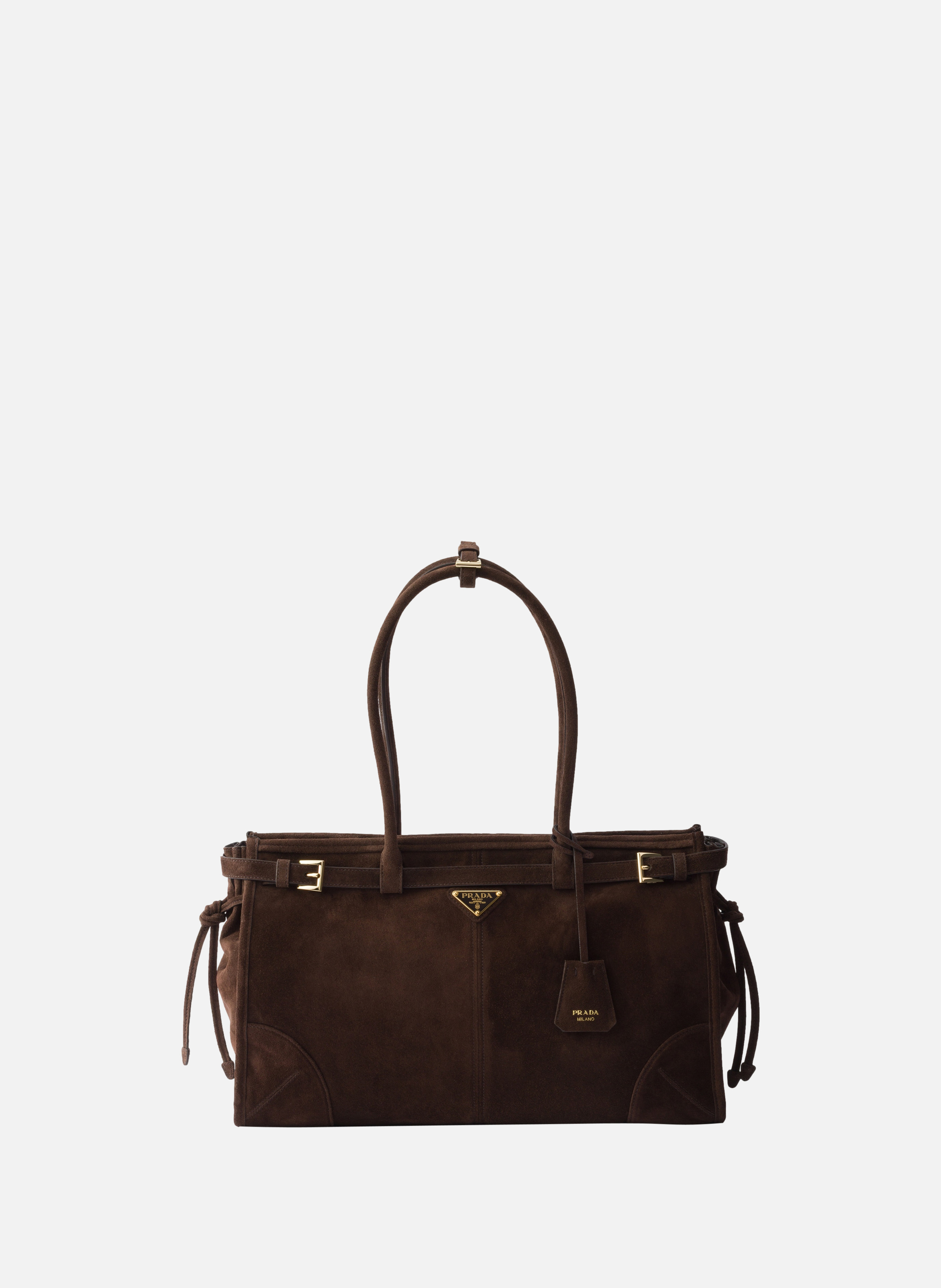 Grand sac à main prada bonnie en veau velours PRADA Marron