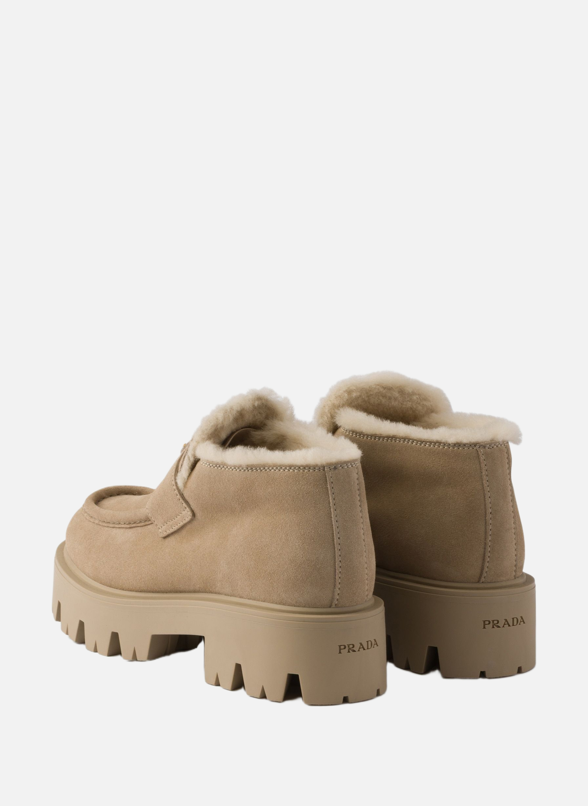 Mocassins en veau velours PRADA Beige