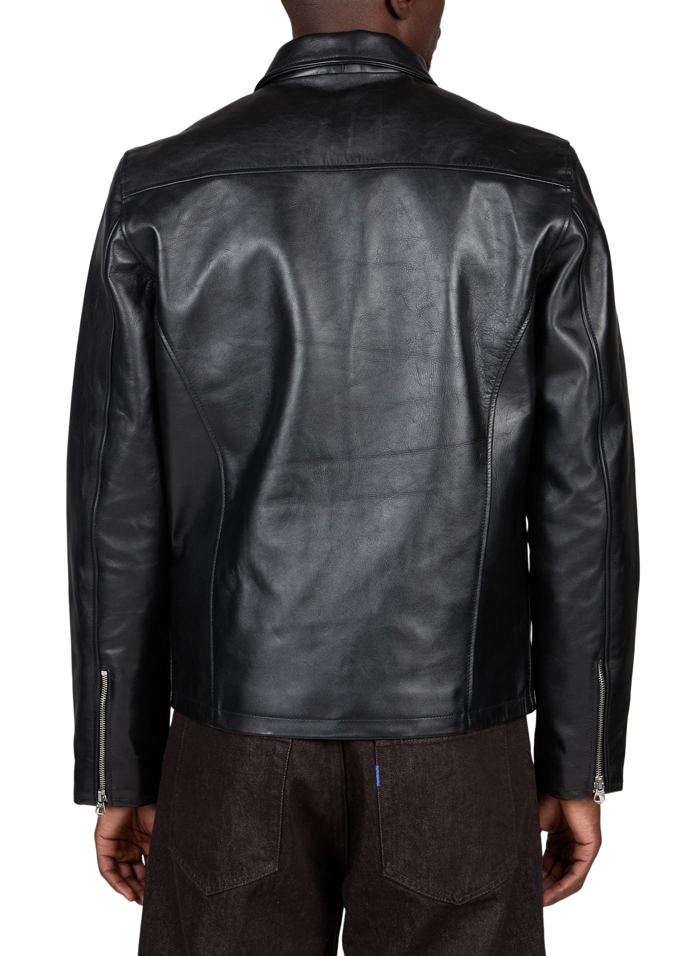 Straight leather jacket SCHOTT Black