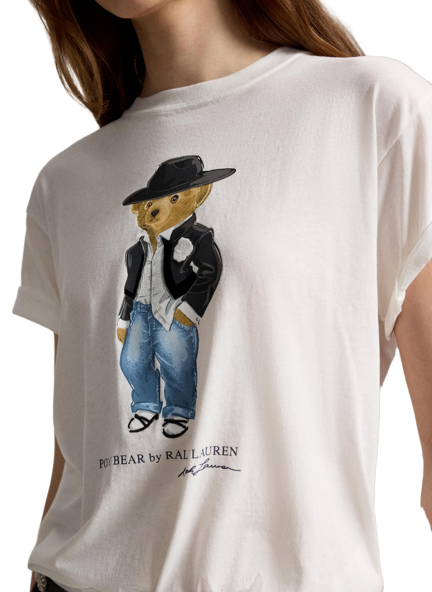 Tee-shirt droit imprimé en coton POLO RALPH LAUREN Blanc