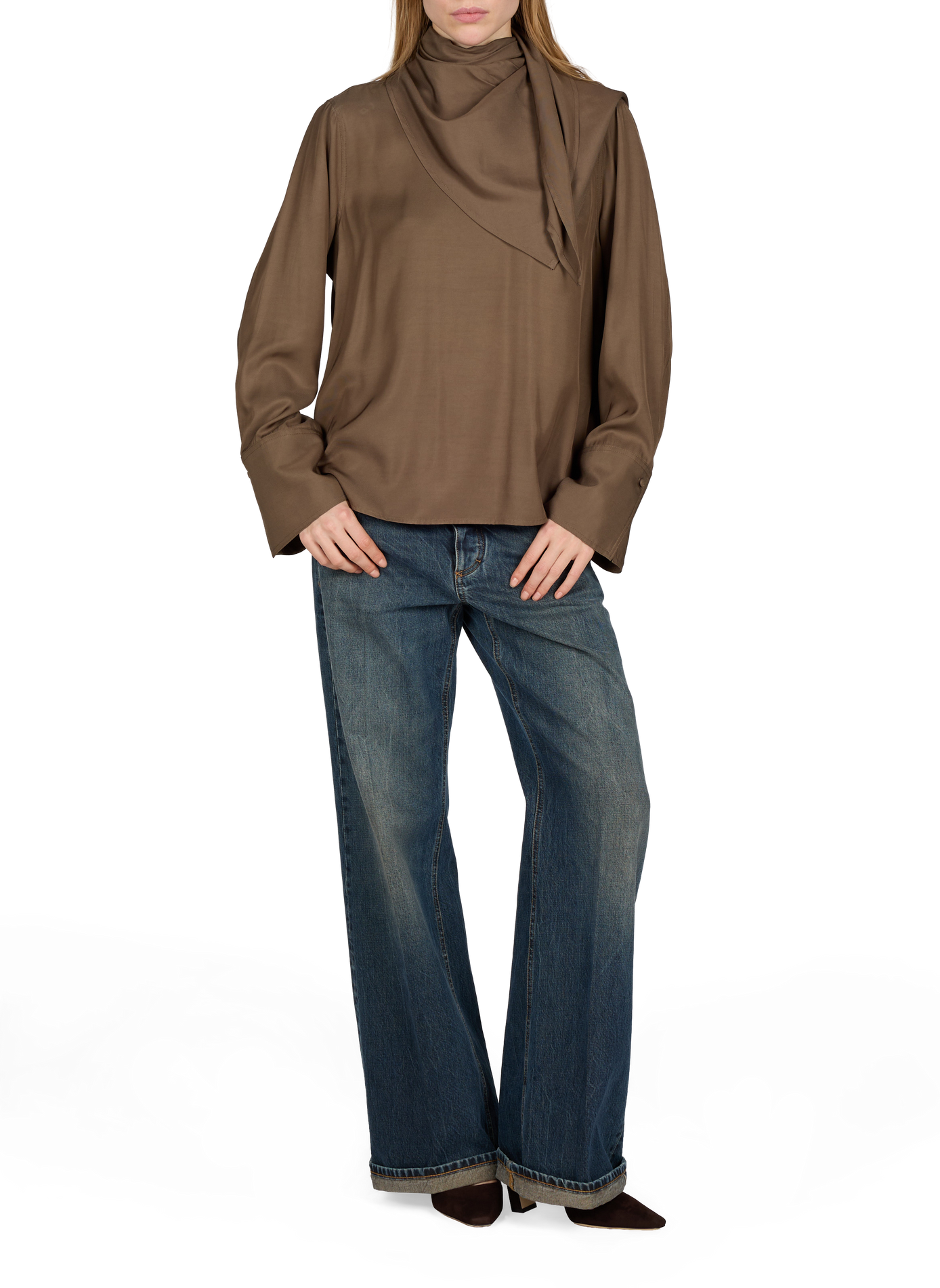 Fluid high-neck straight top ROUGE EDIT Brown