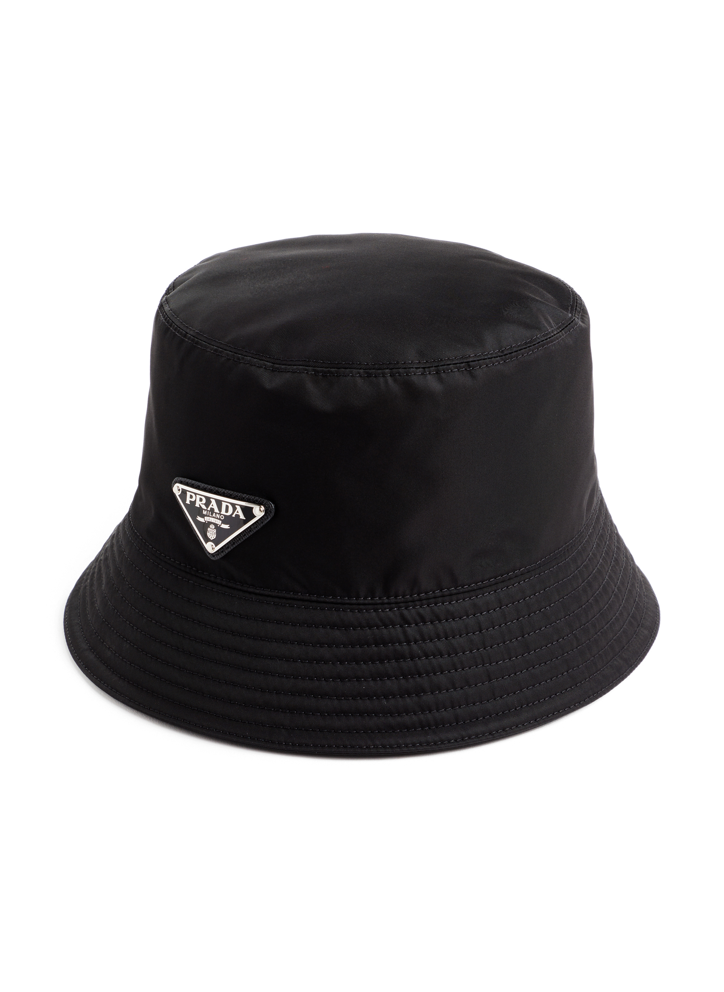 Triangle logo bucket hat  PRADA Black
