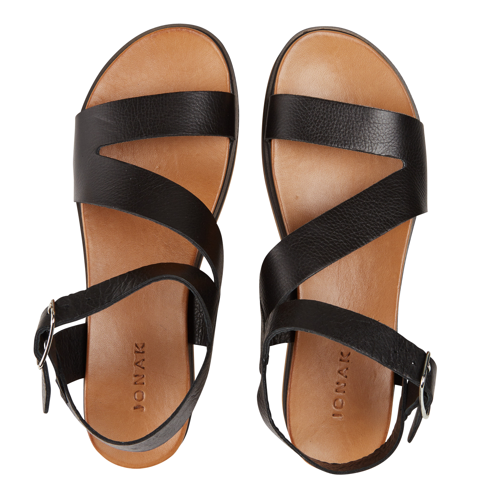 Sandales compensées en cuir isaure JONAK Noir